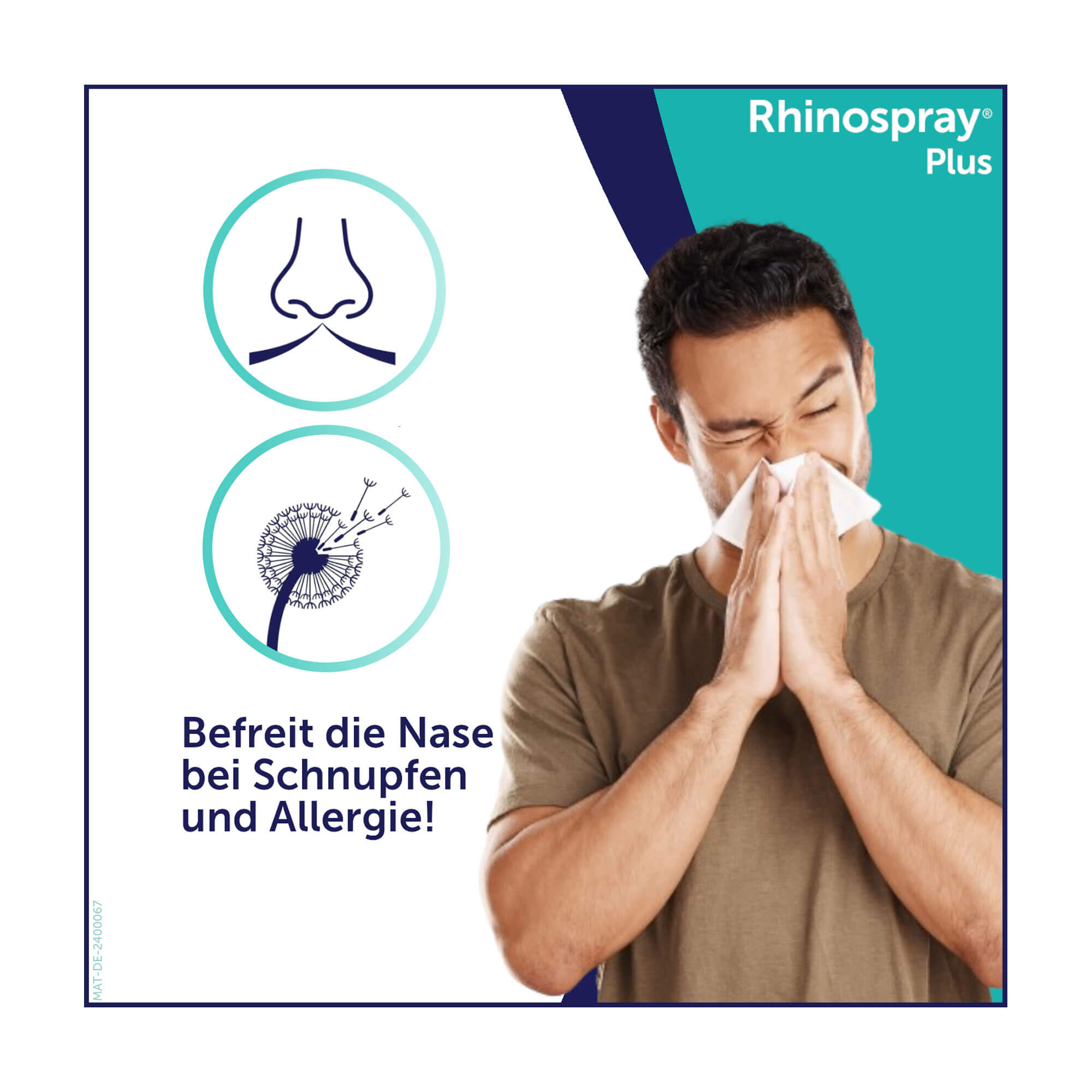 Grafik Rhinospray plus Befreit die Nase bei Schnupfen und Allergie