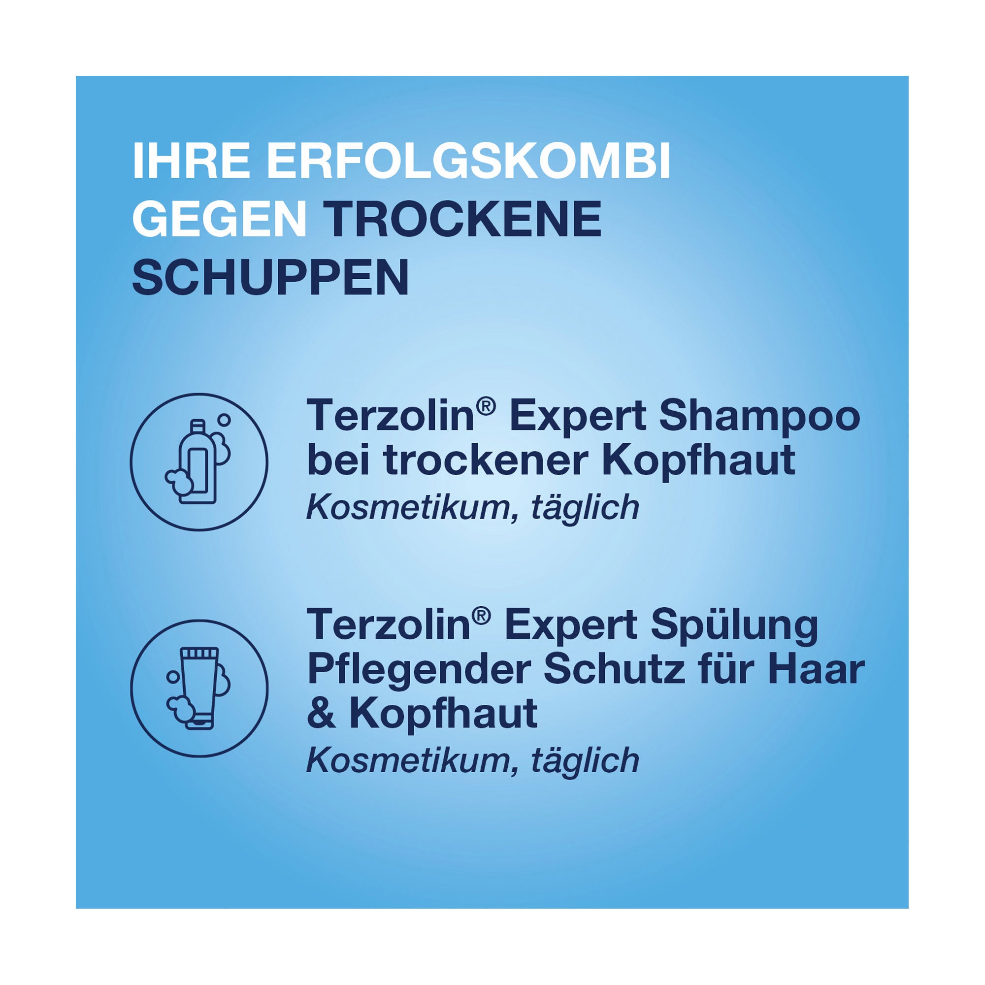 Grafik Terzolin Expert Shampoo und Spülung bei trockenen Schuppen