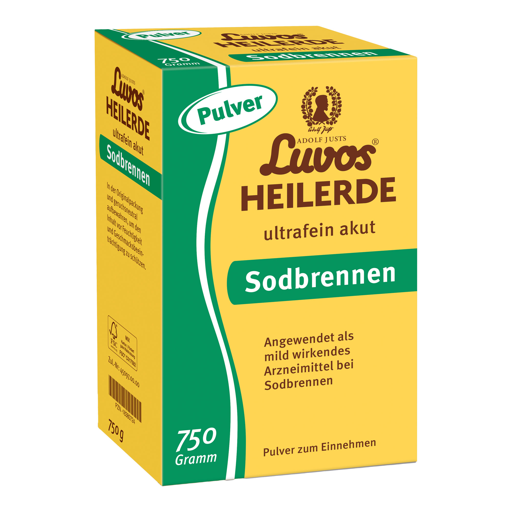 Mild wirkendes Arzneimittel bei Sodbrennen. Pulver mit dem Wirkstoff Heilerde.