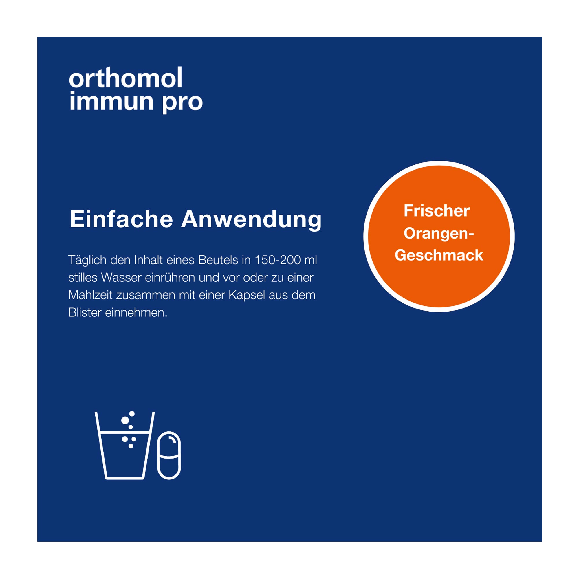 Orthomol immun pro Granulat und Kapseln einfache Anwendung mit frischem Orangengeschmack