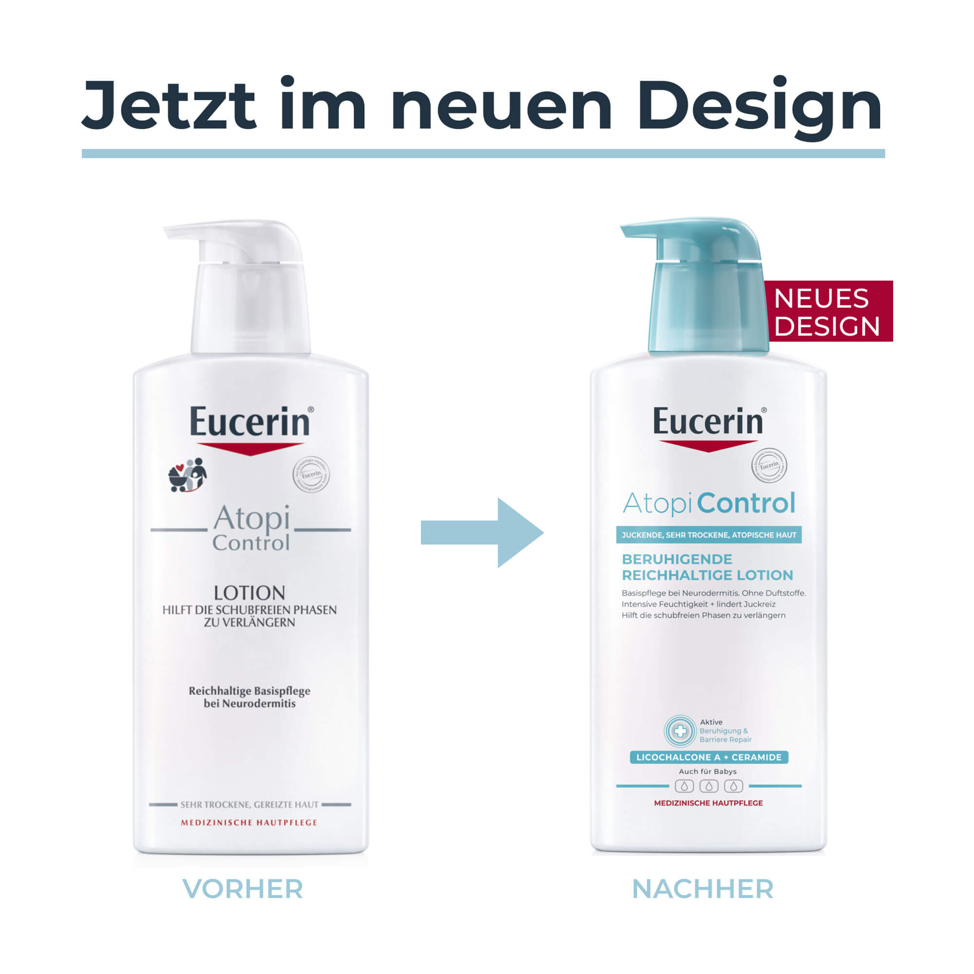 Grafik Eucerin AtopiControl Lotion Änderung des Packungdesigns