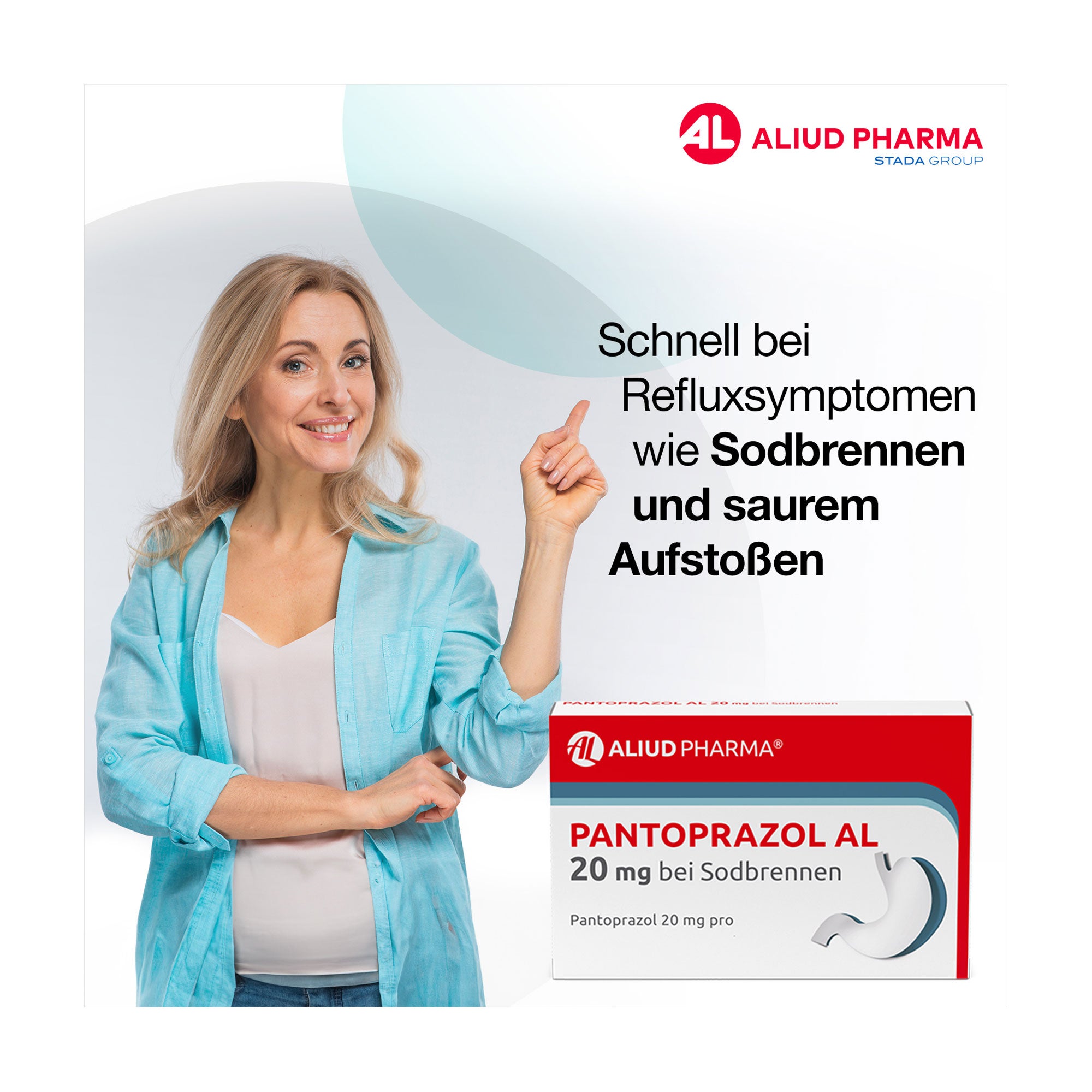 Grafik Pantoprazol AL 20 mg bei Sodbrennen Zur Anwendung bei Refluxsymptomen