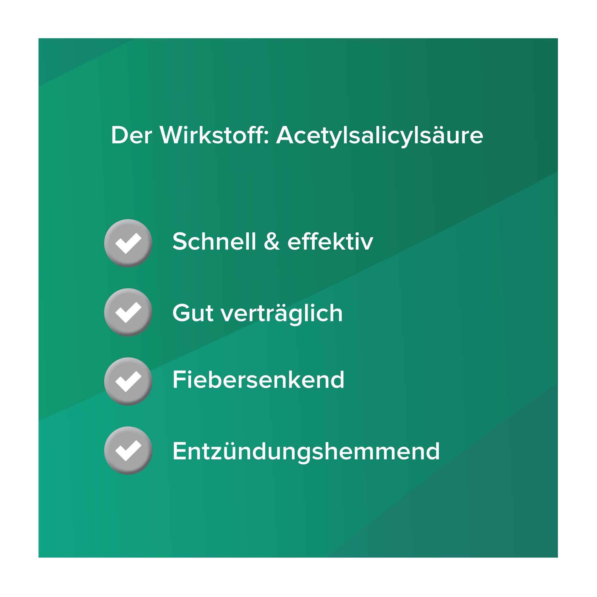 Grafik Aspirin 500 mg Überzogene Tabletten der Wirkstoff Acetylsalicylsäure