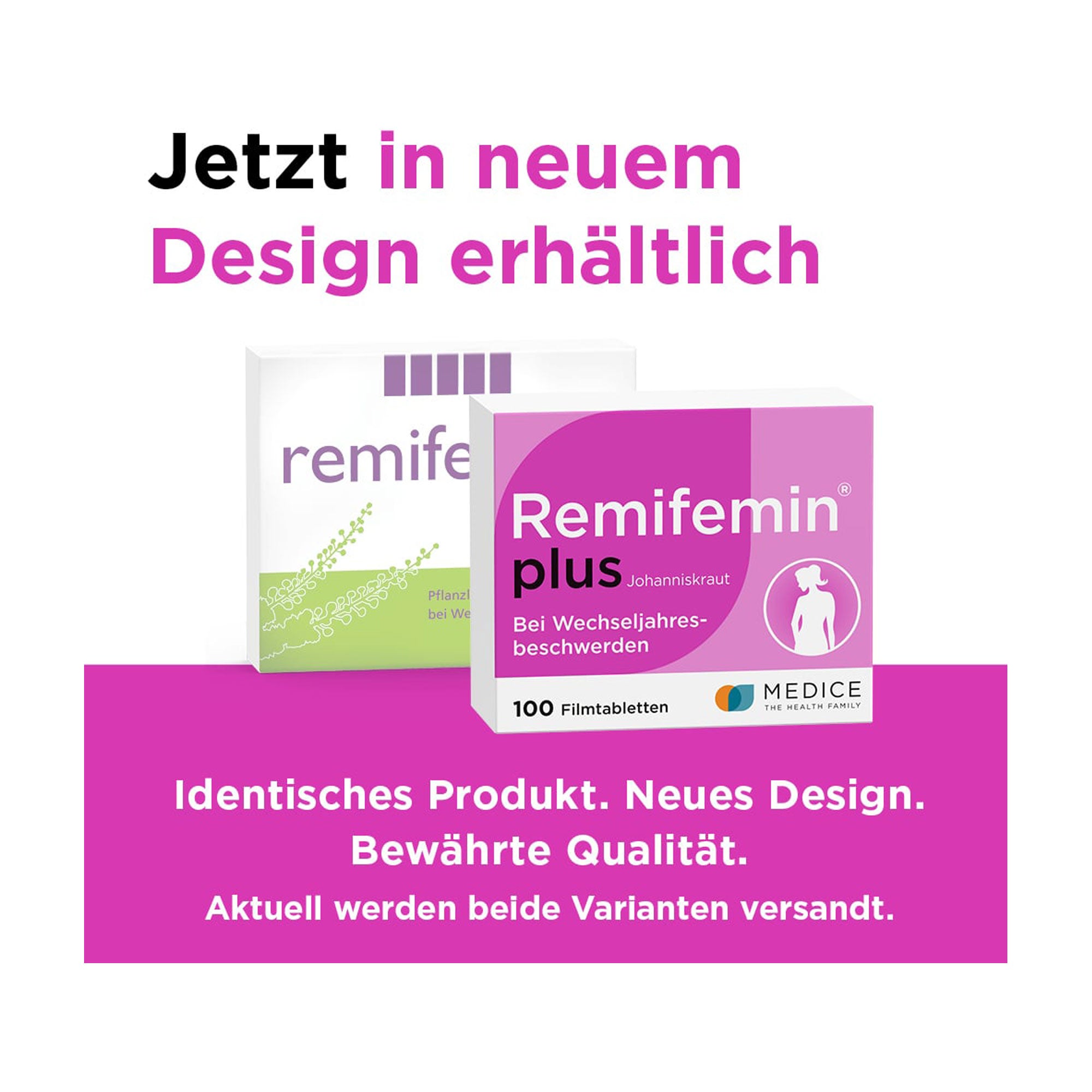 Grafik Remifemin plus Johanniskraut Filmtabletten Änderung des Packungdesigns