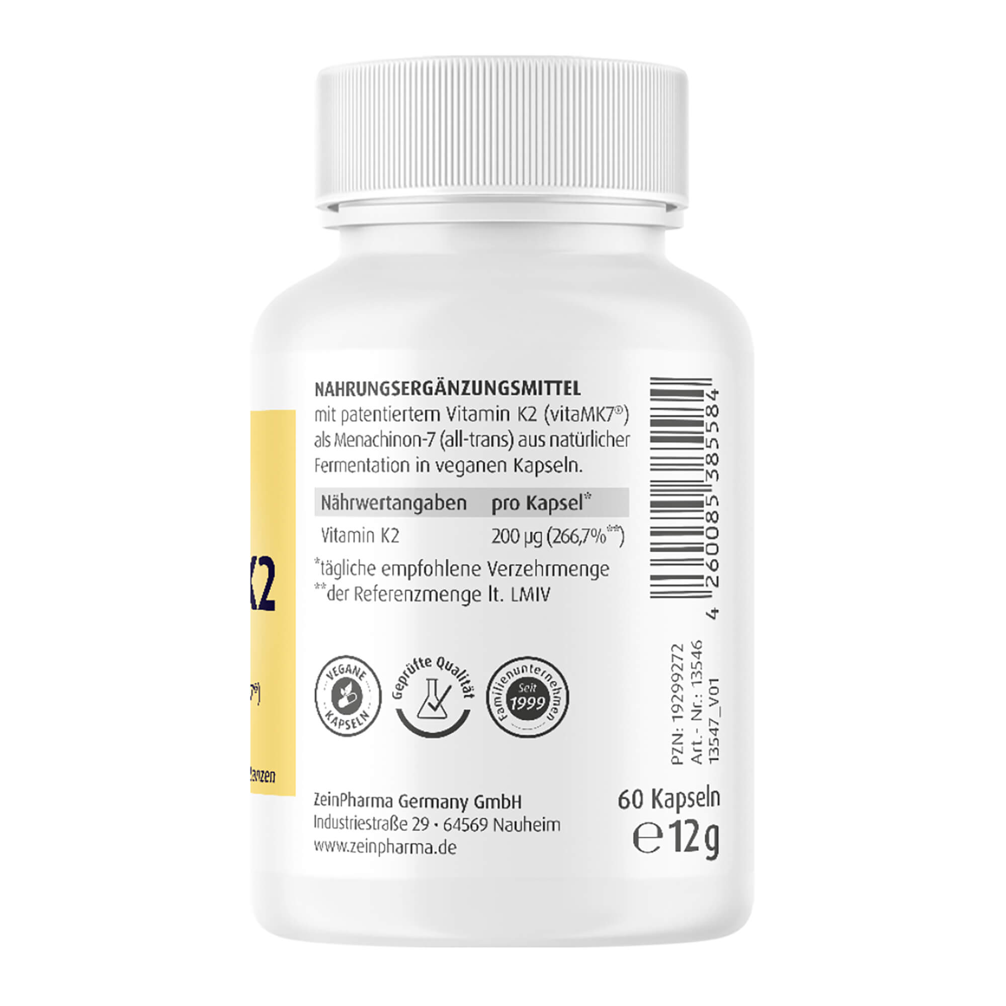 Vitamin K2 200 μg Kapseln Rechte Packungsseite