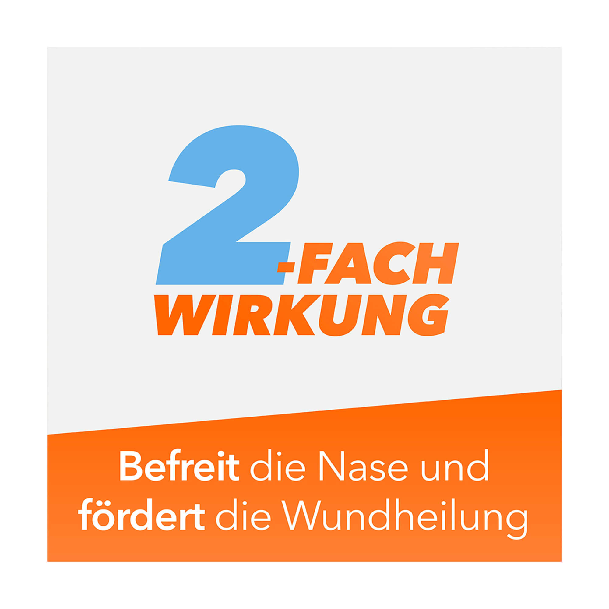 Grafik NasenDuo Nasenspray ratiopharm 2-fach Wirkung: Befreit die Nase und fördert die Wundheilung