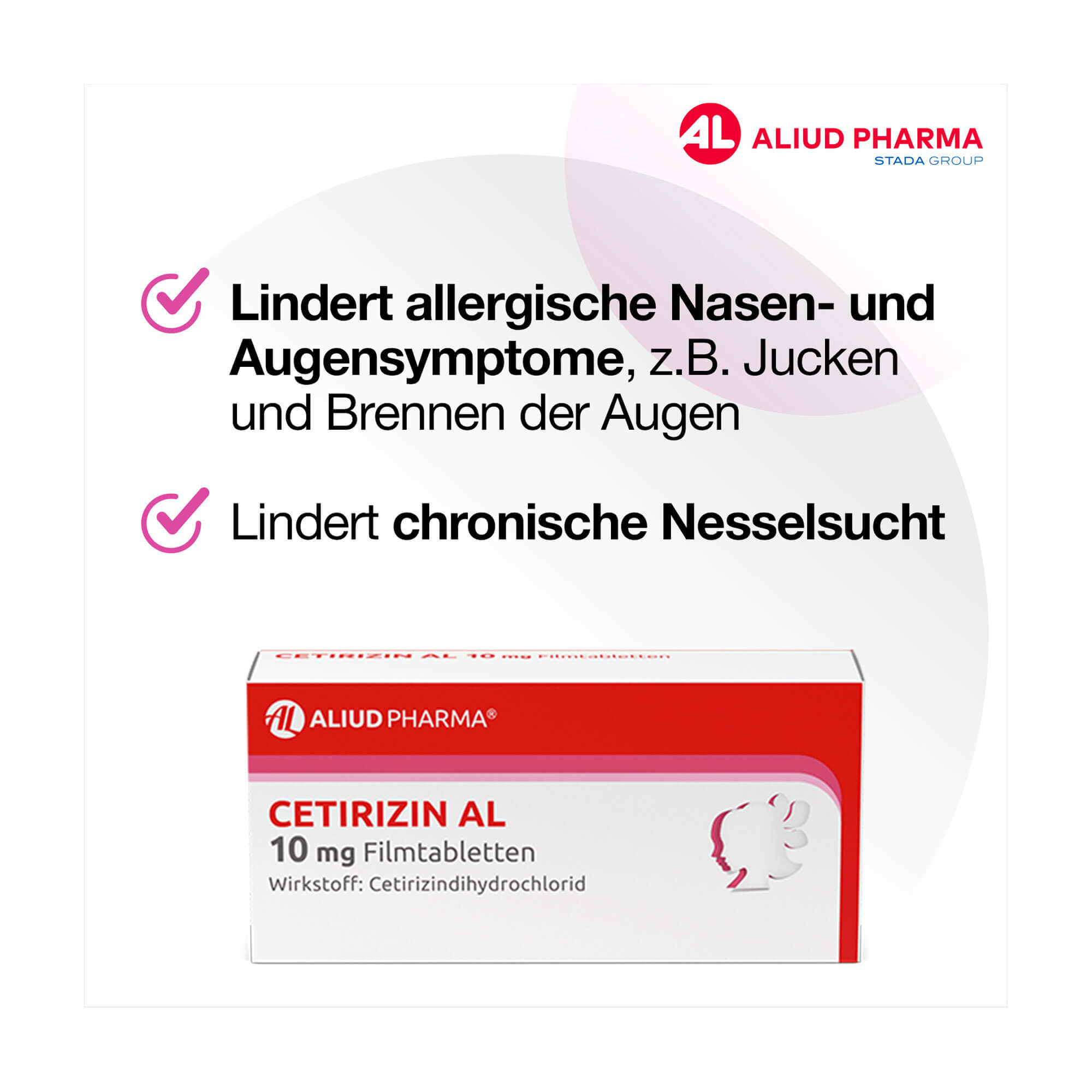 Grafik Cetirizin AL 10 mg Filmtabletten Lindert Allergiesymptome