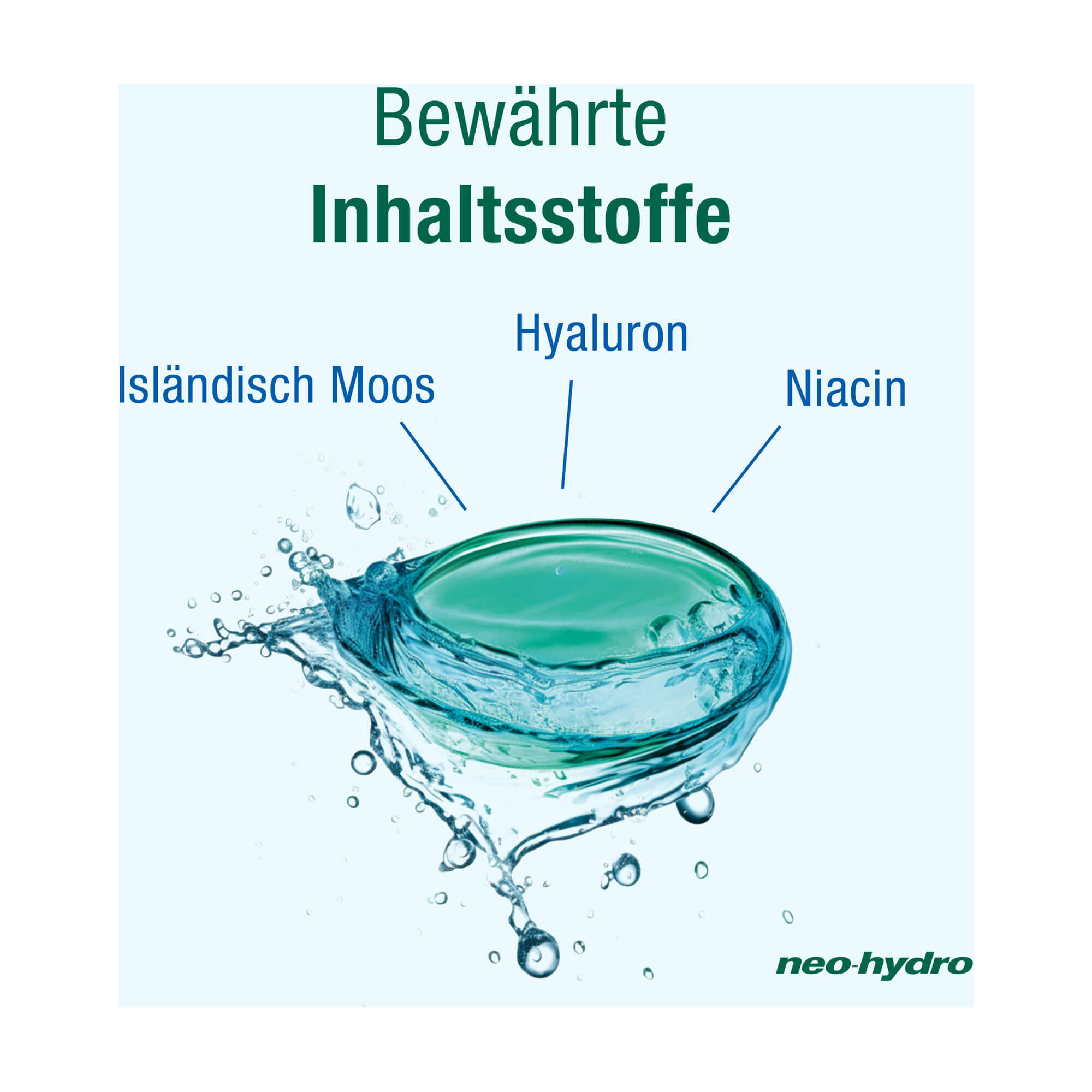 Grafik neo-hydro Lutschtabletten Menthol-Geschmack zuckerfrei Mit Isländisch Moos, Hyaluron und Niacin