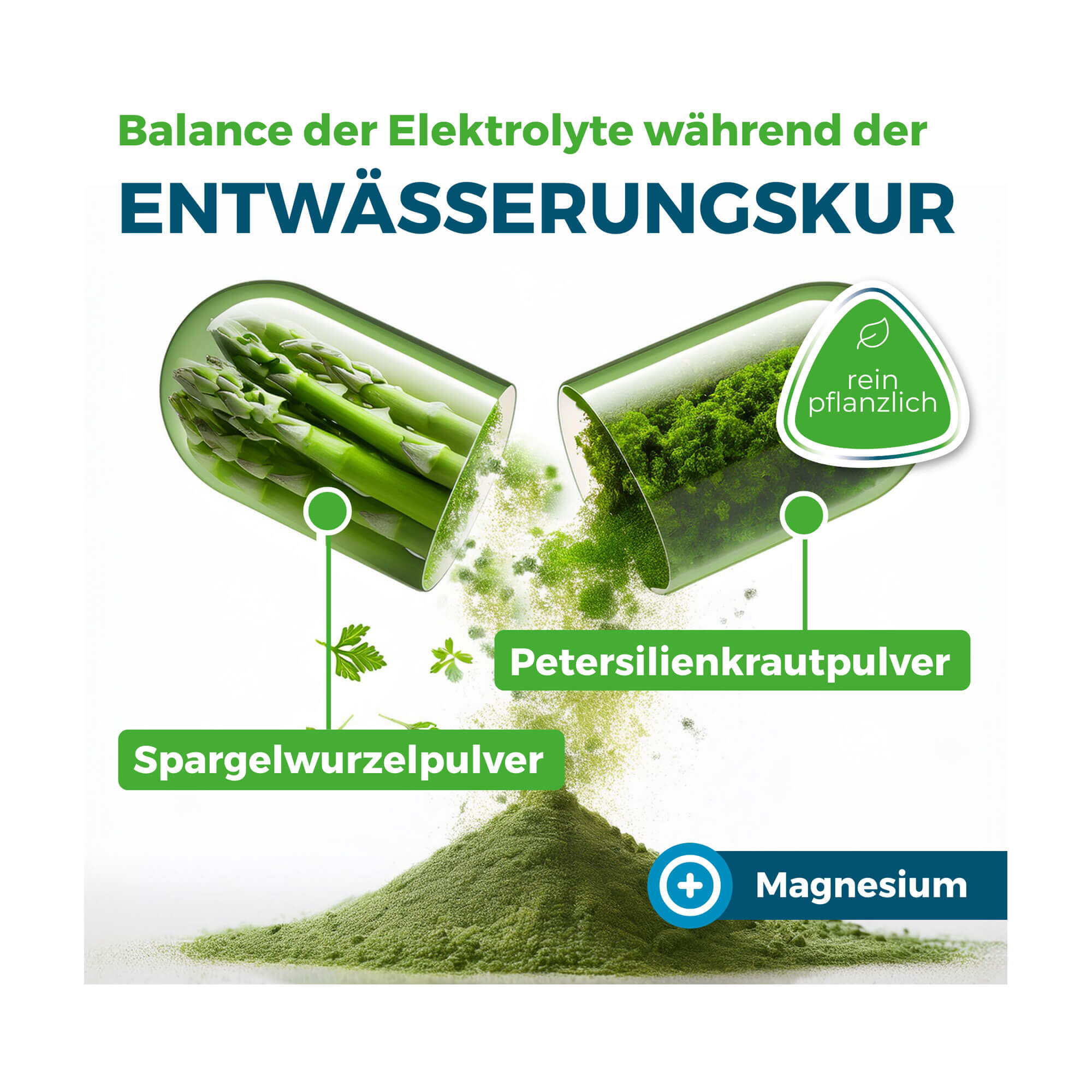 Grafik Nyrax Aqua Balance Phytokomplex während Entwässerungs-Kuren Mit Spargelwurzle- und Petersilienkrautpulver sowie Magnesium