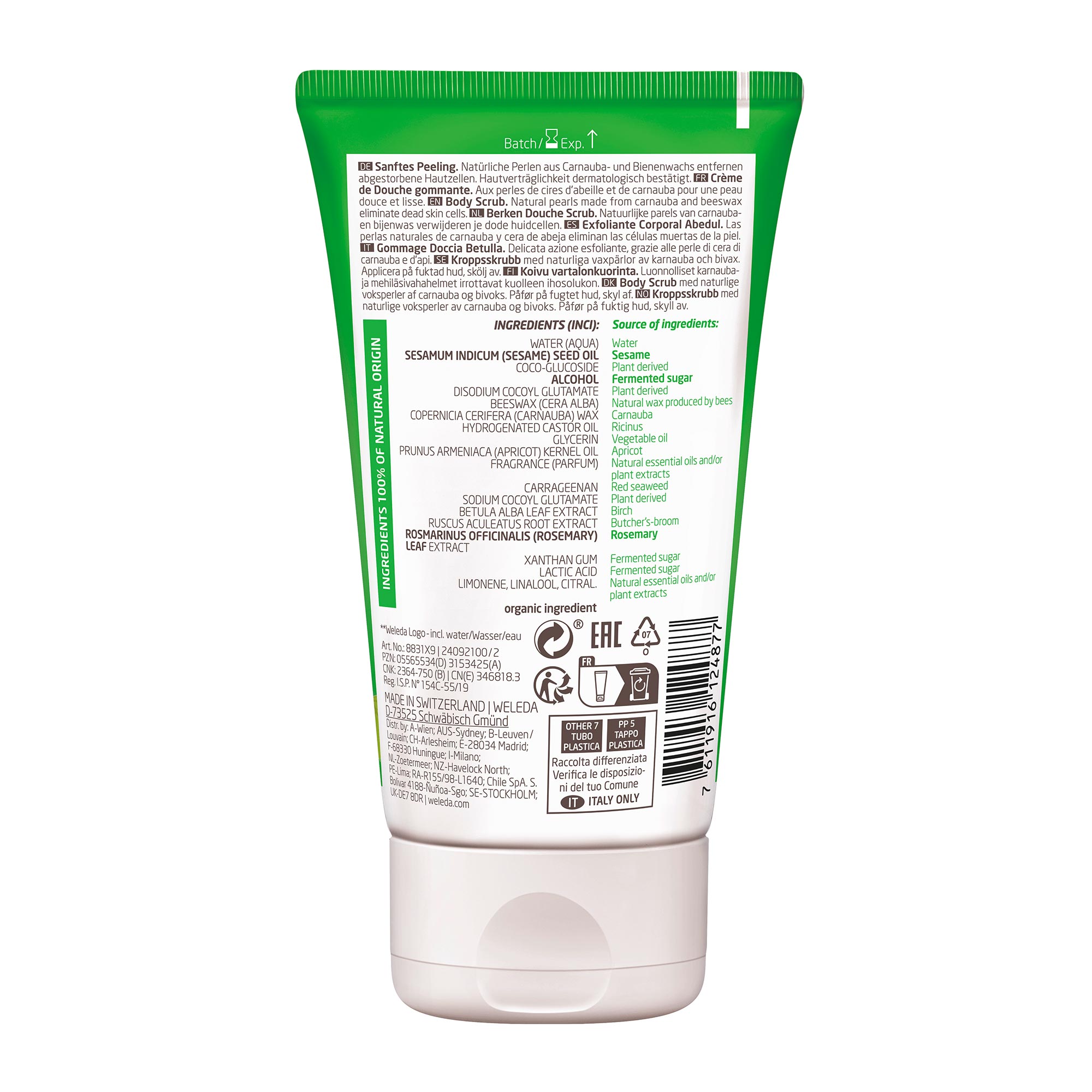 Weleda Pearl Scrub Dusch-Peeling Birke Rückseite