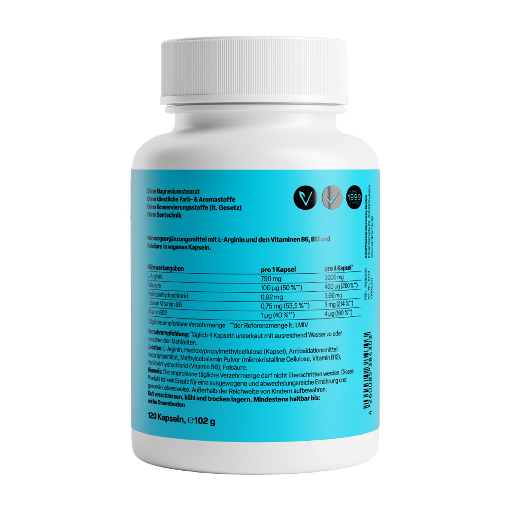 Vascorin Arginin PLUS Rückseite