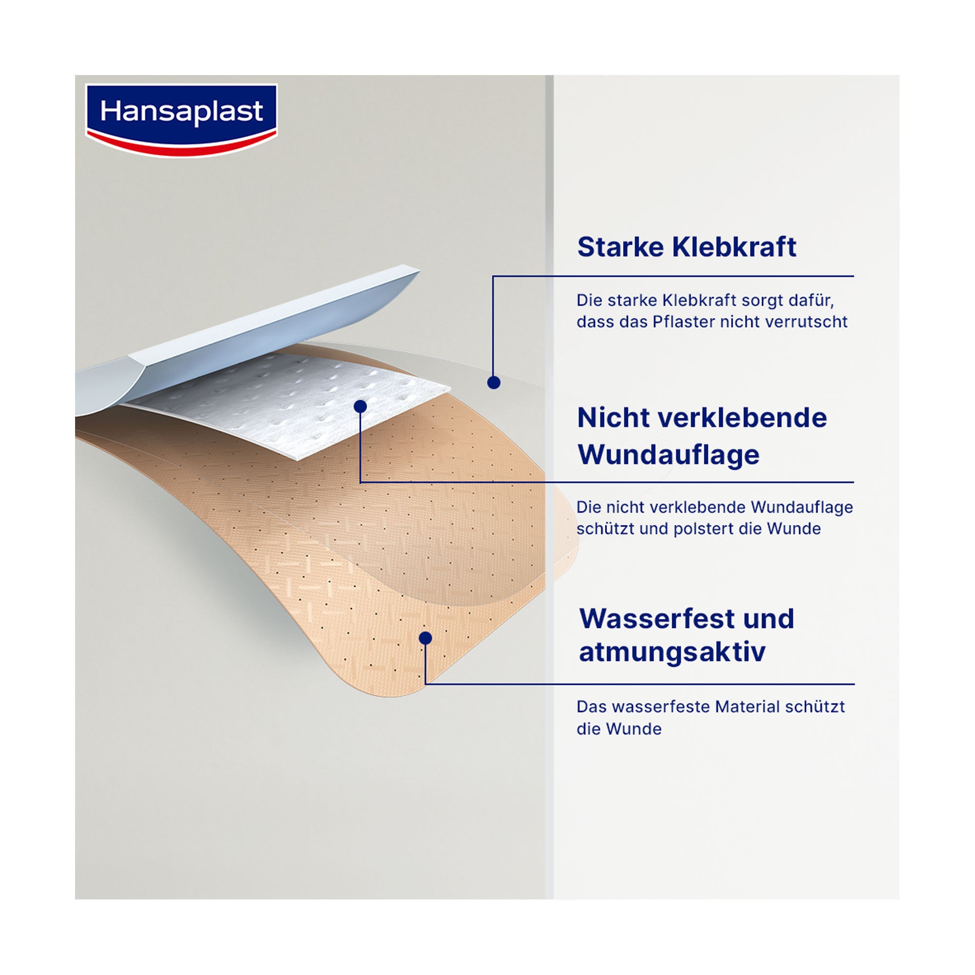 Grafik Hansaplast Universal Pflasterstrips Produkteigenschaften