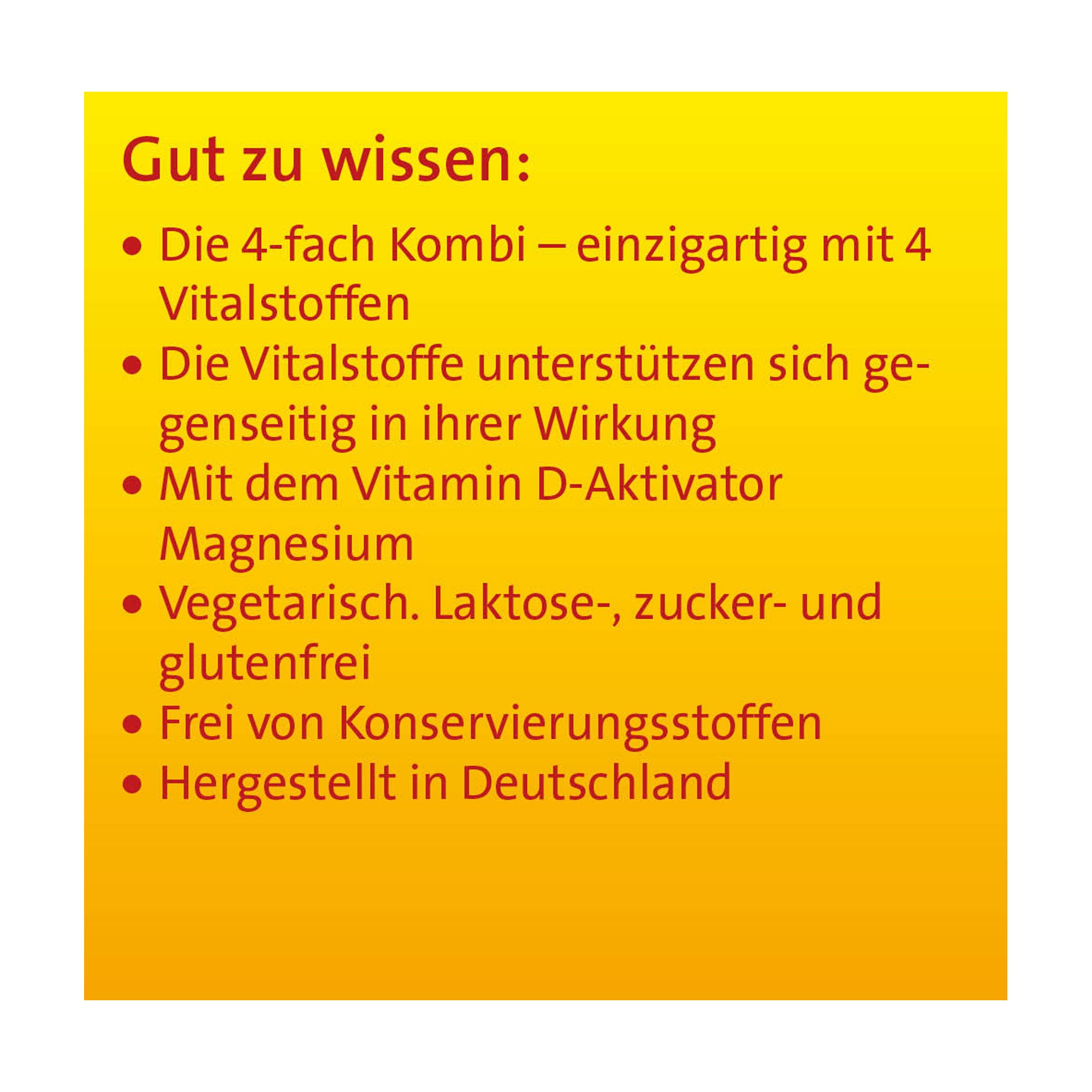 Grafik Vitamin D3 K2 Hevert + Calcium und Magnesium 4000 IE Kapseln Gut zu wissen