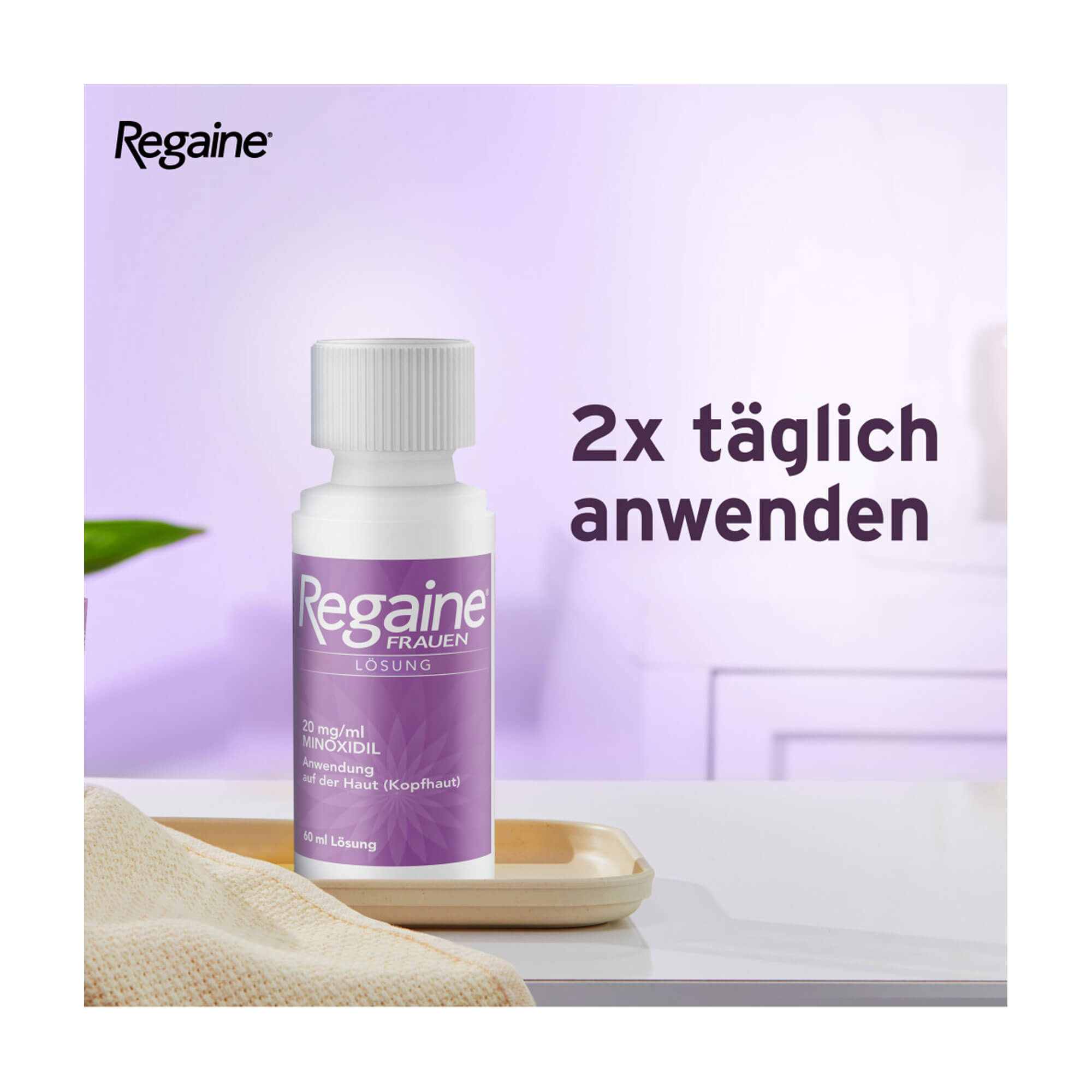 Grafik Regaine Frauen Lösung 2x täglich anwenden