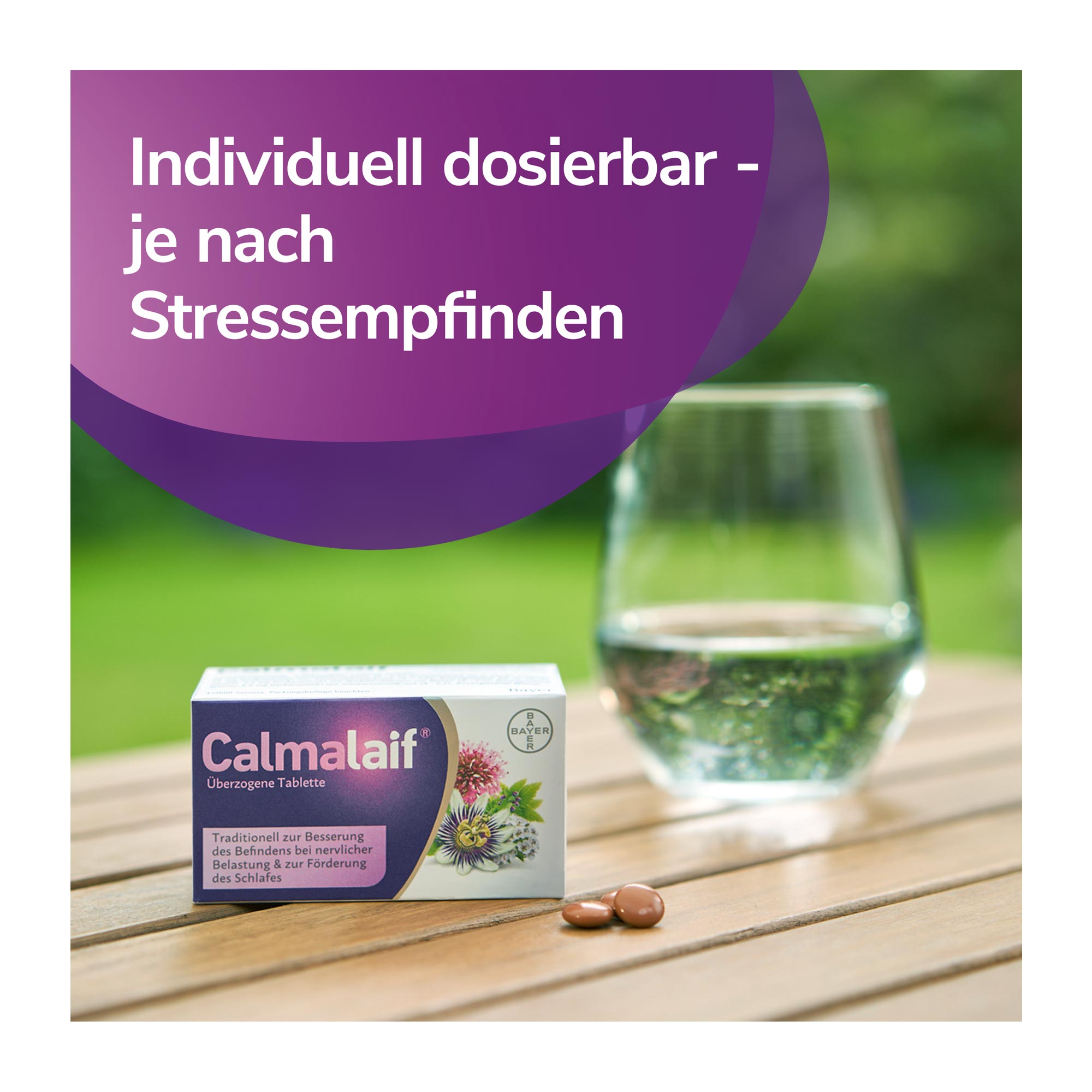 Grafik Calmalaif überzogene Tabletten individuell dosierbar - je nach Stressempfinden