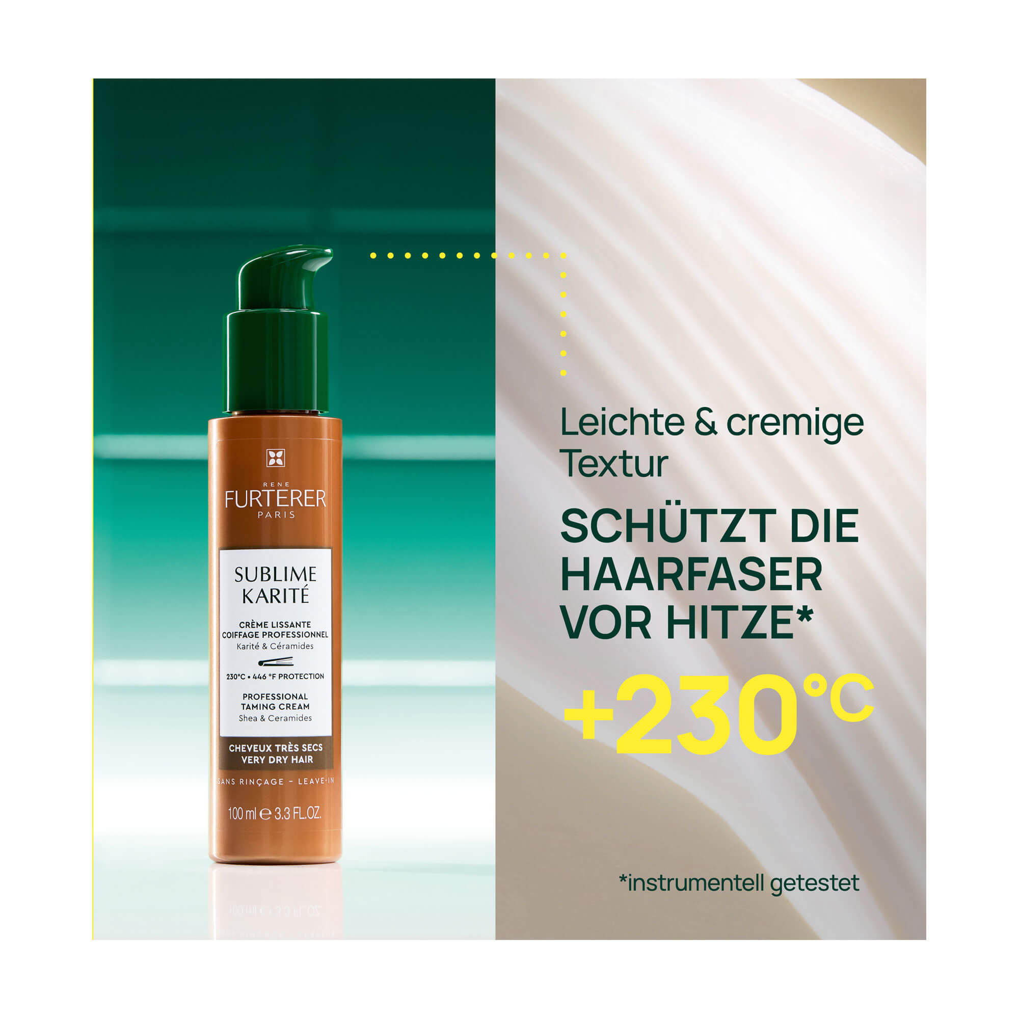 Grafik Rene Furterer Sublime Karité Glättende Creme Schützt die Haarfaser vor Hitze