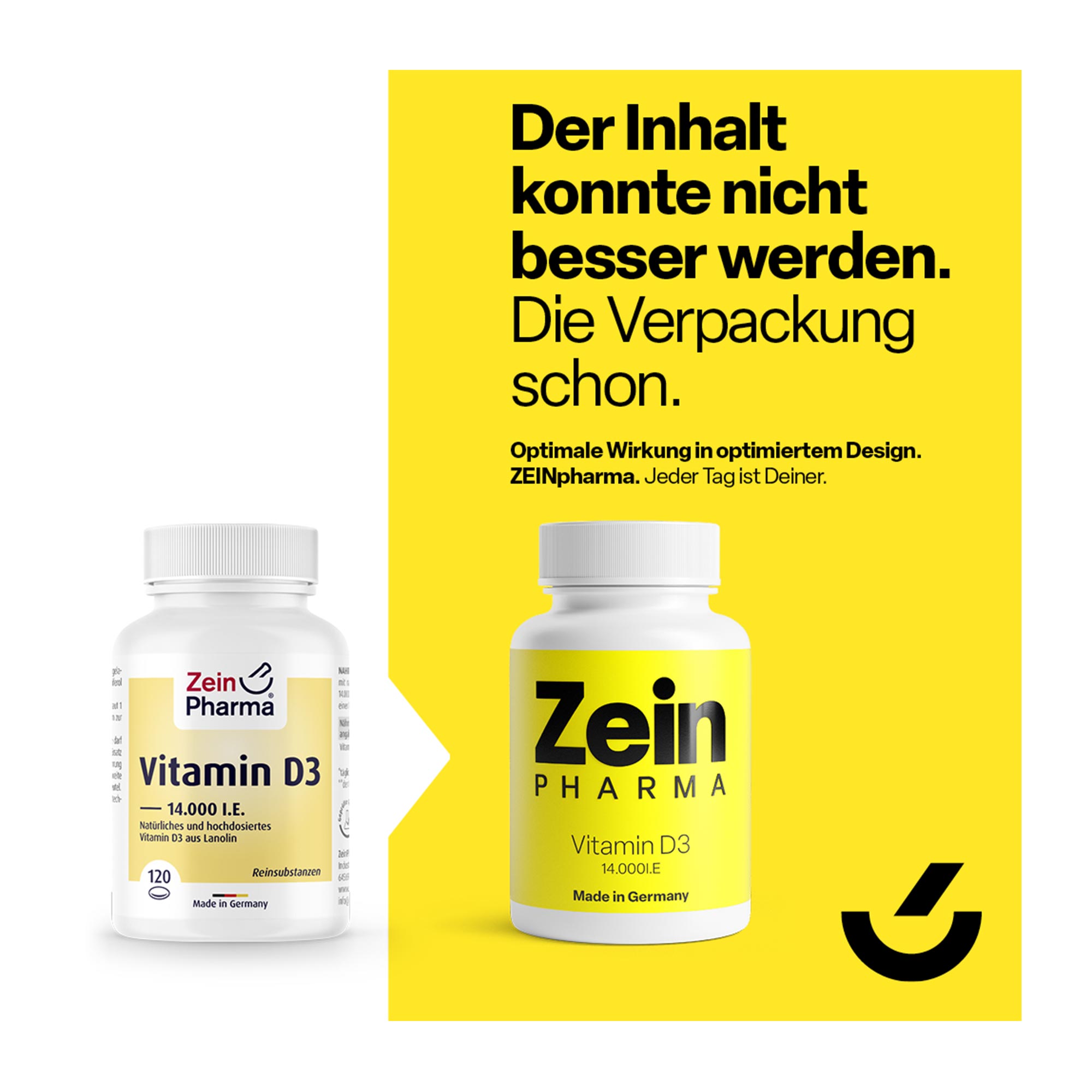 Grafik Vitamin D3 14.000 I.E. Depot Hinweis auf Designumstellung