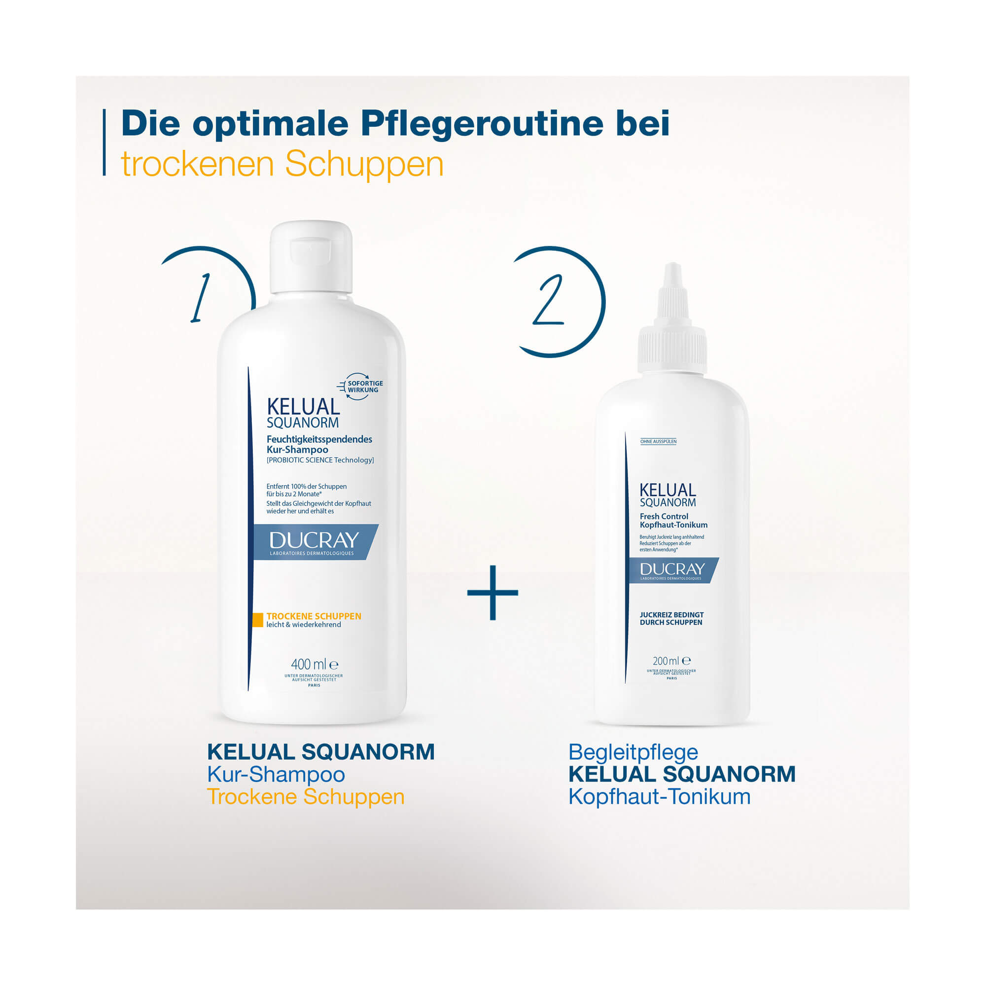 Grafik Ducray Kelual Squanorm Optimale Pflegeroutine bei trockenen Schuppen