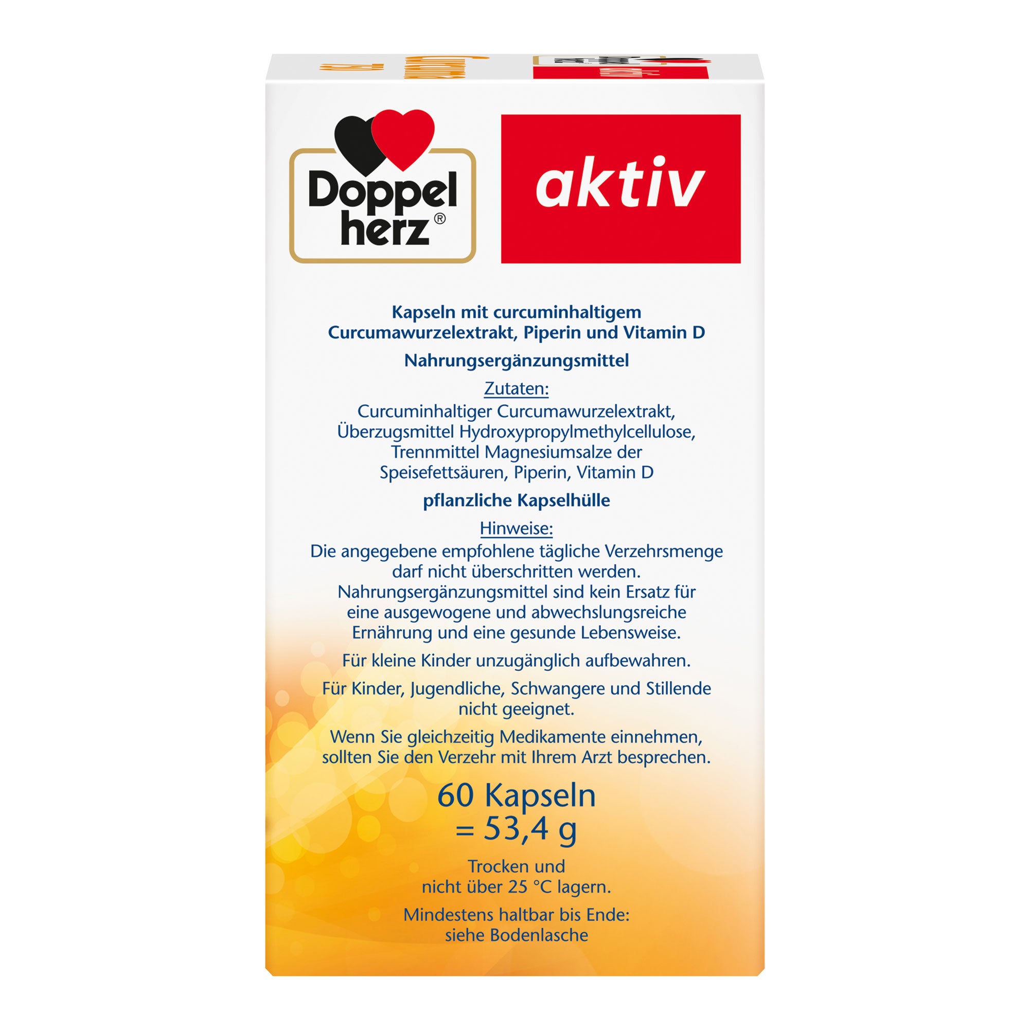 Doppelherz aktiv Curcuma 750 mit Curcumin + Vitamin D3 Rechte Packungsseite