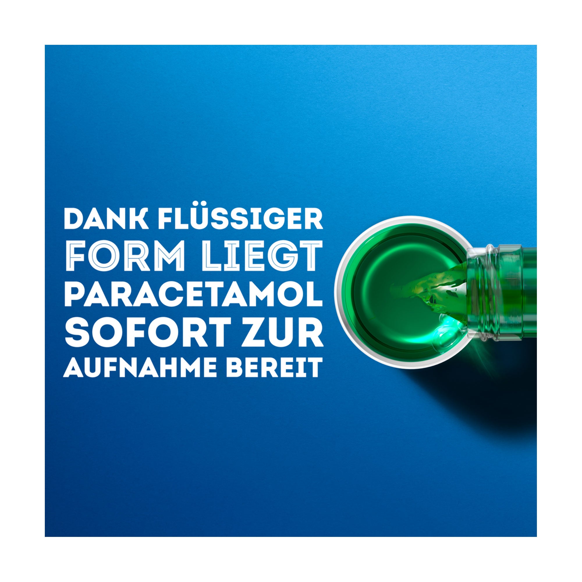 Grafik Wick MediNait Erkältungssirup Dank flüssiger Form liegt Paracetamol sofort zur Aufnahme bereit