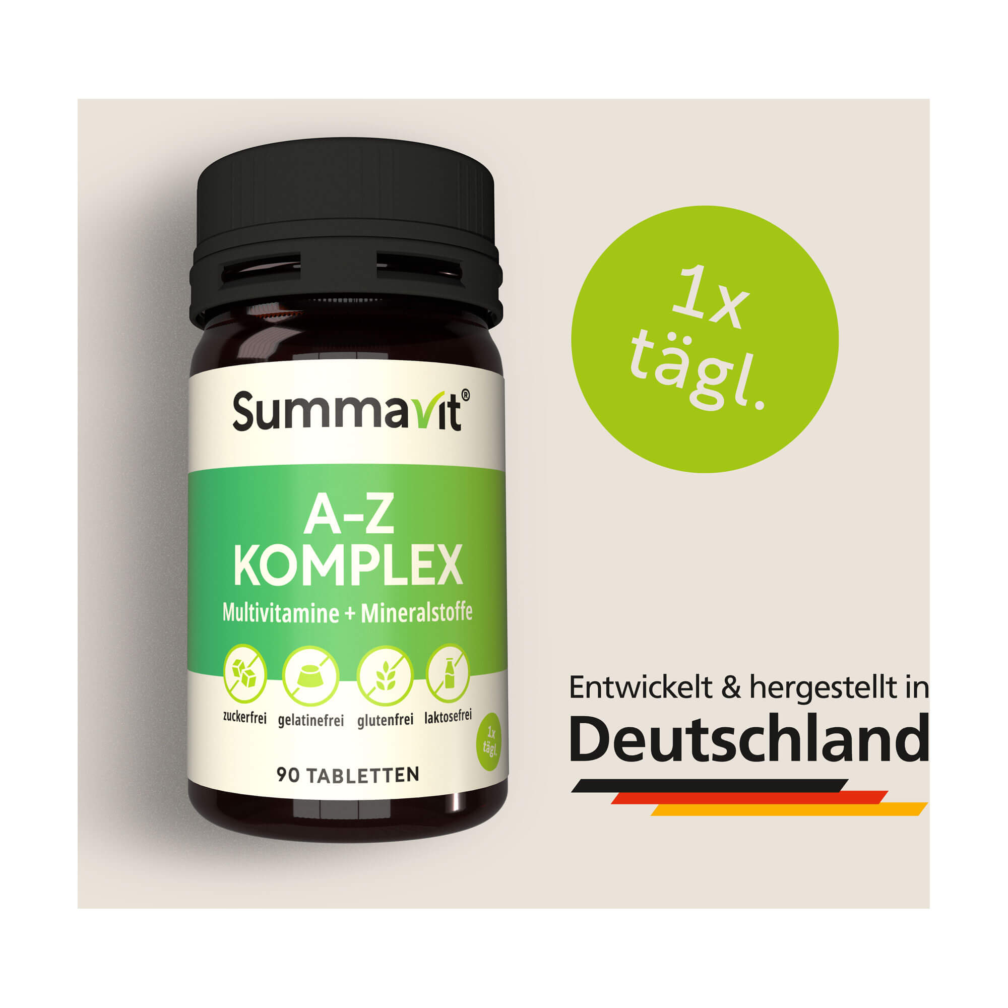 Grafik Summavit A-Z Komplex Tabletten Entwickelt und hergestellt in Deutschland