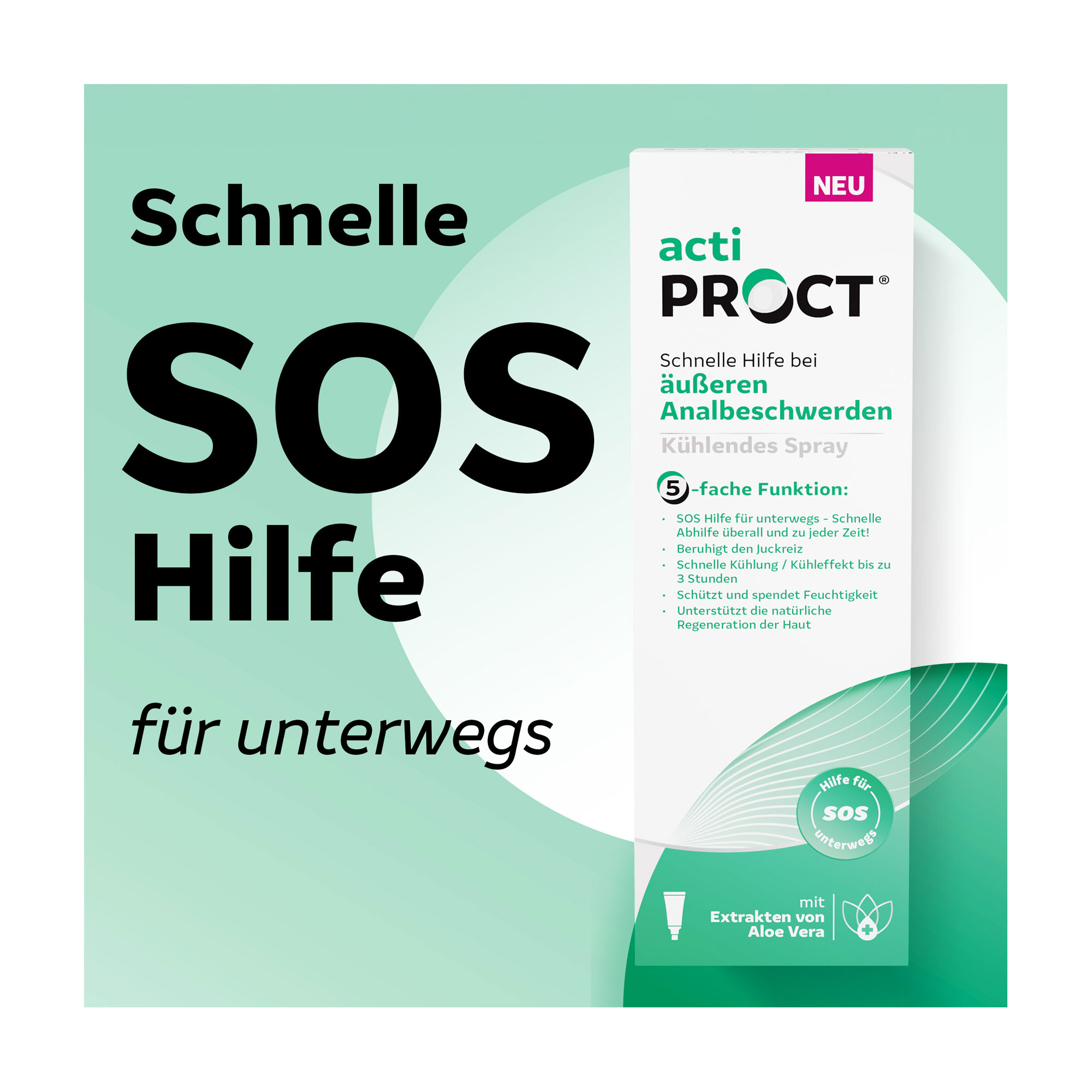 Grafik ActiProct Spray SOS Hilfe für unterwegs