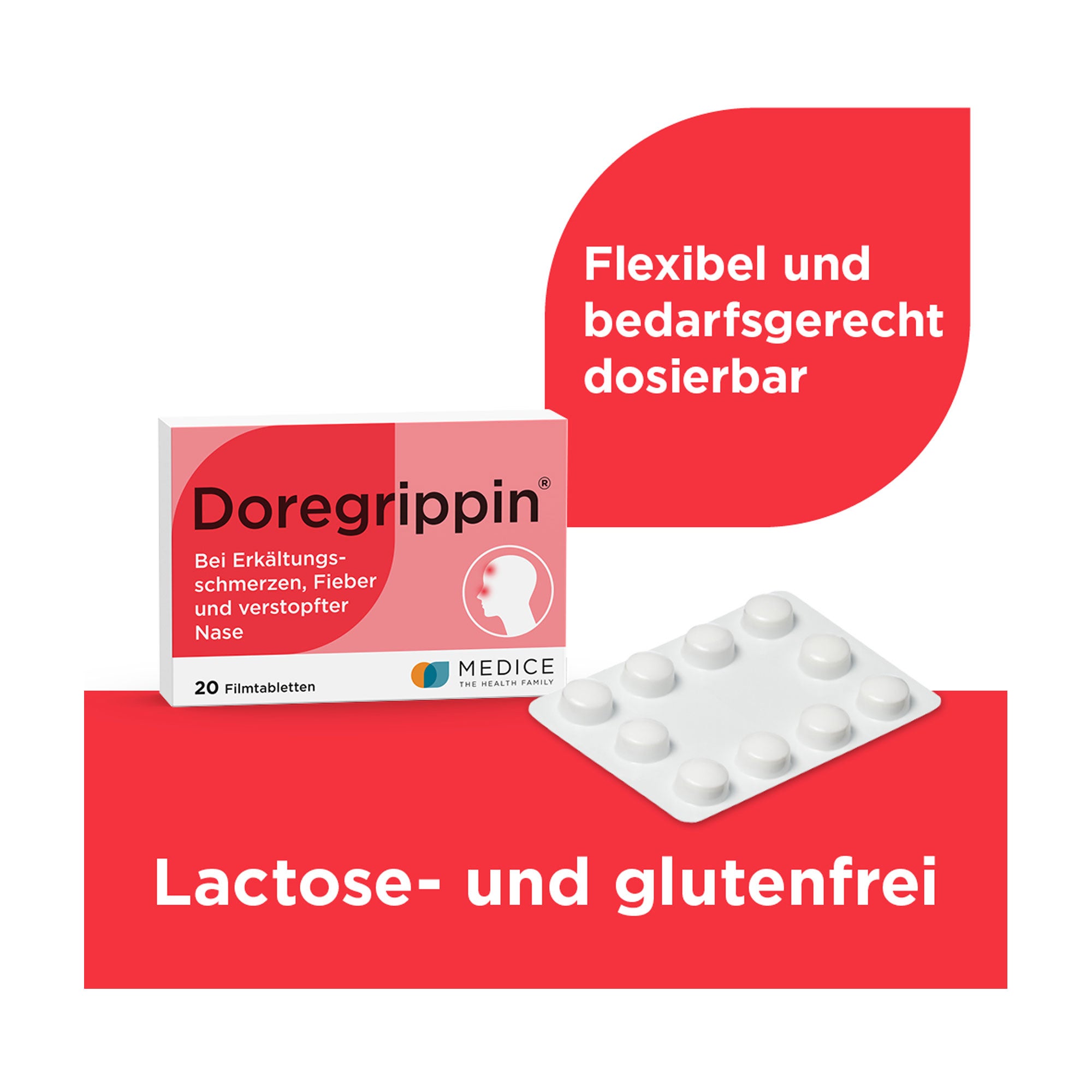 Grafik Doregrippin Tabletten Flexibel und bedarfsgerecht dosierbar