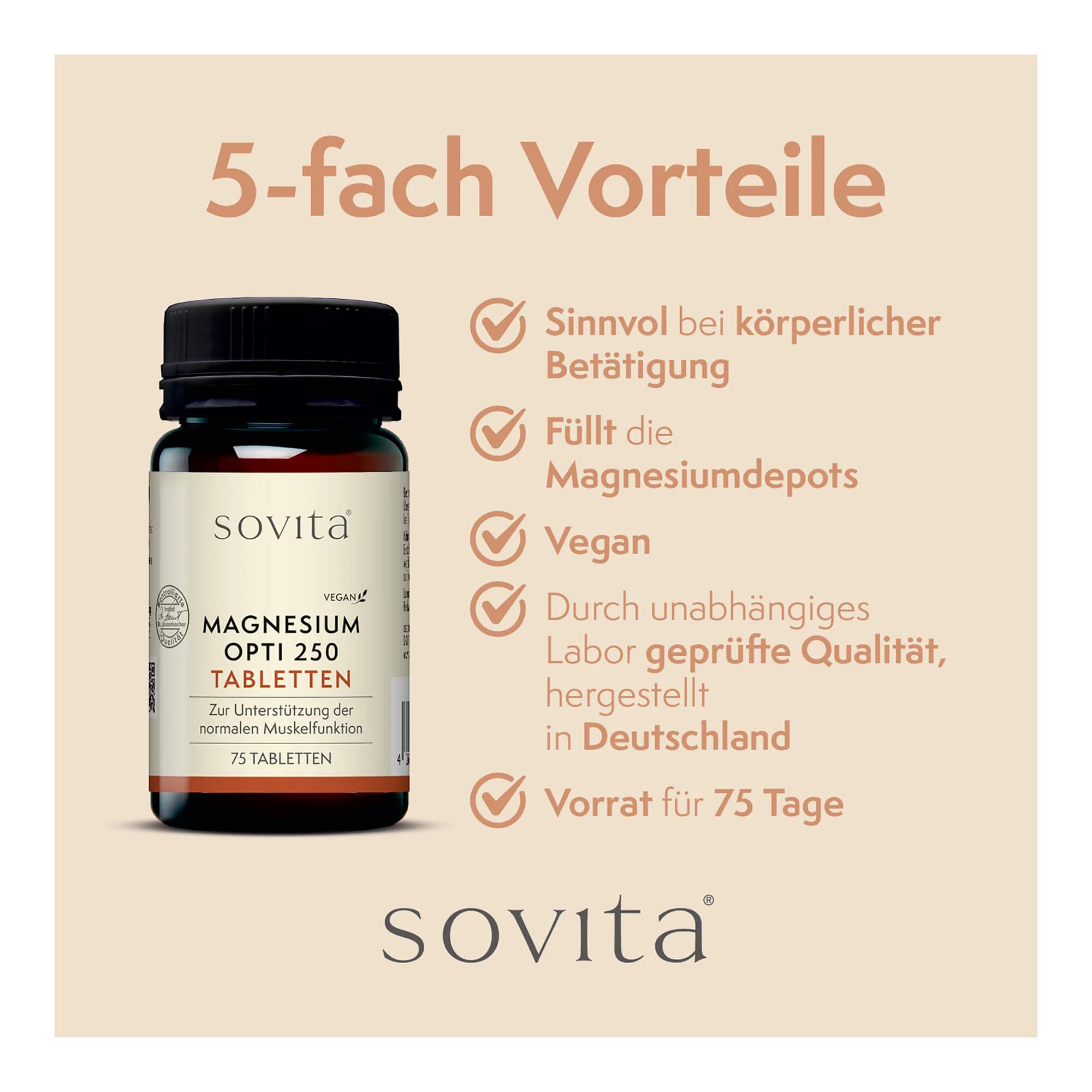 Grafik Sovita Magnesium Opti 250 Tabletten Vorteile