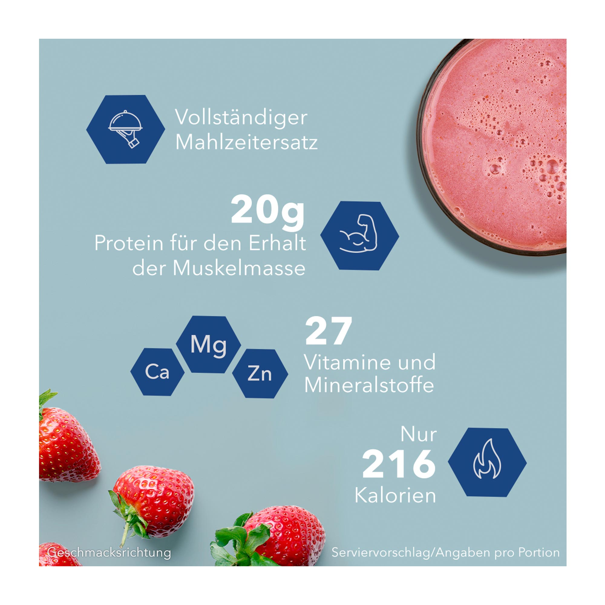 Grafik Optifast home Drink Erdbeere Pulver Nährwerte