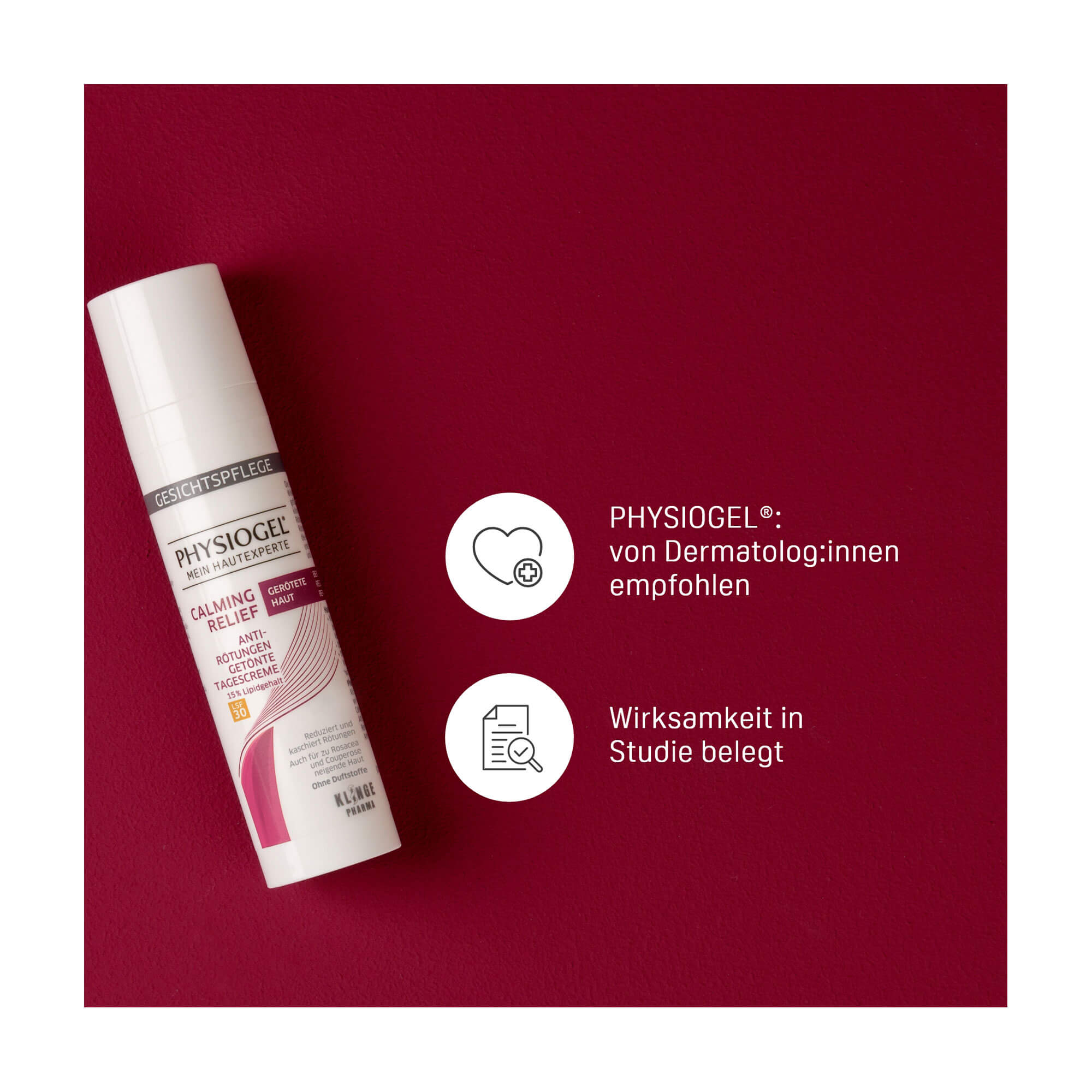 Grafik Physiogel Calming Relief Anti-Rötungen getönte Tagescreme LSF 30 Von Dermatolog:innen empfohlen