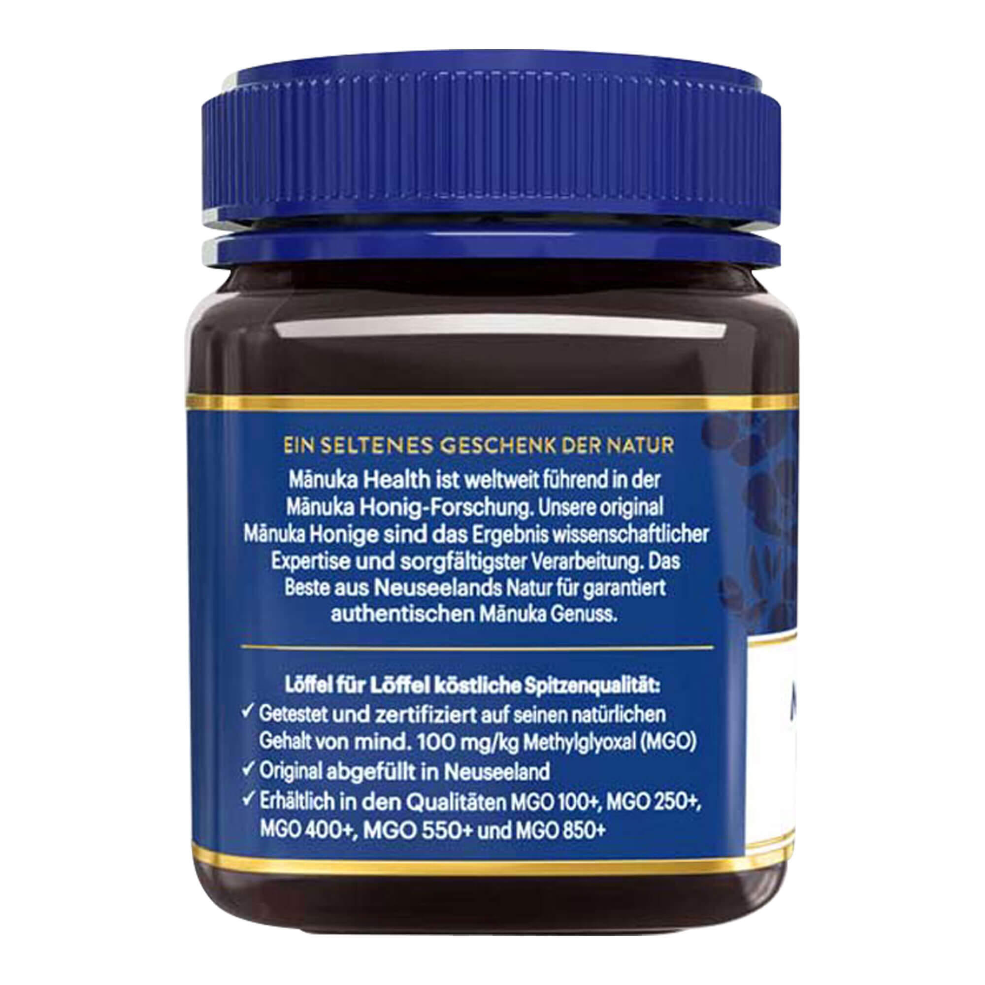 Manuka Health MGO 100+ Manuka Honig Seitenansicht