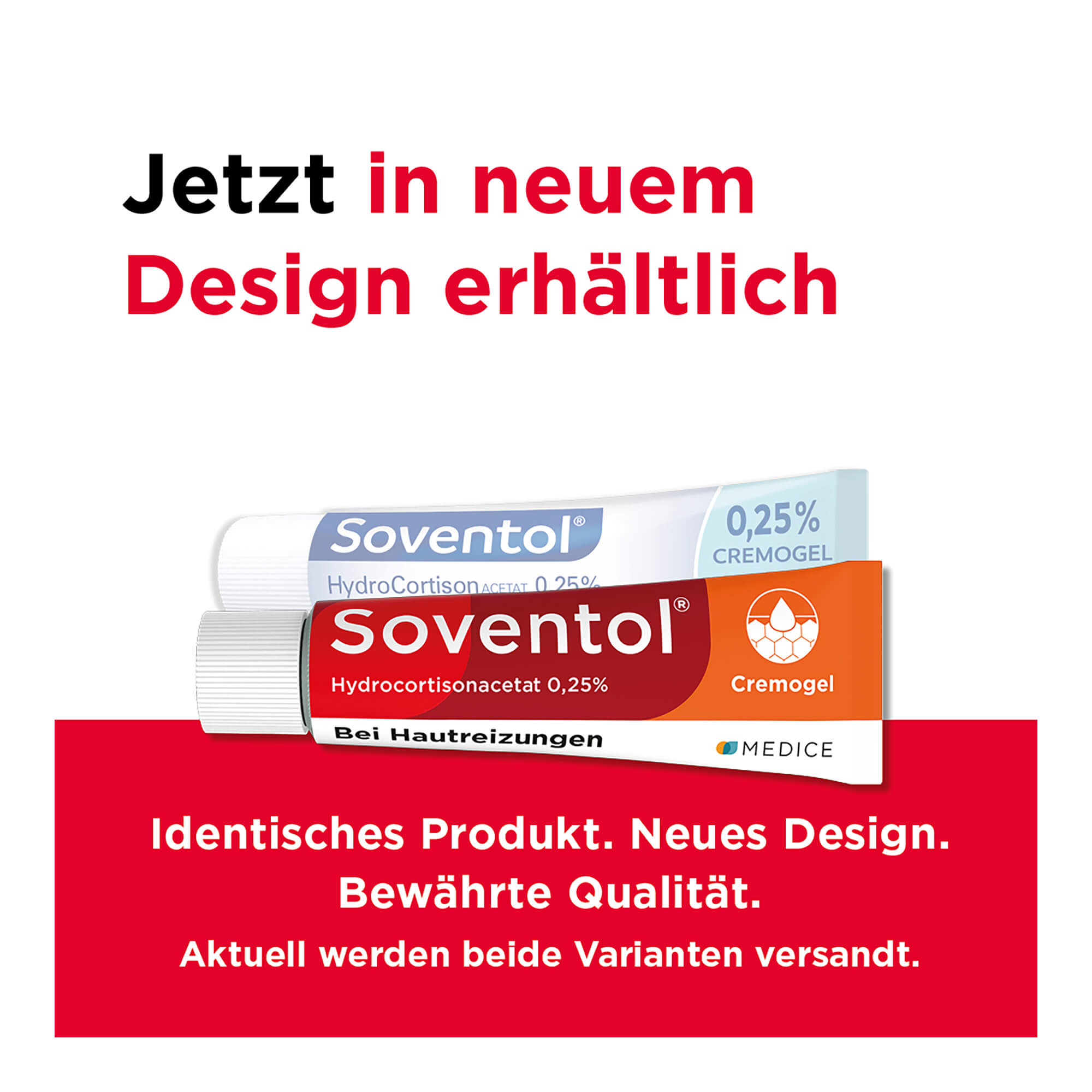 Grafik Soventol Hydrocortisonacetat 0,25 % Creme Änderung des Packungsdesigns