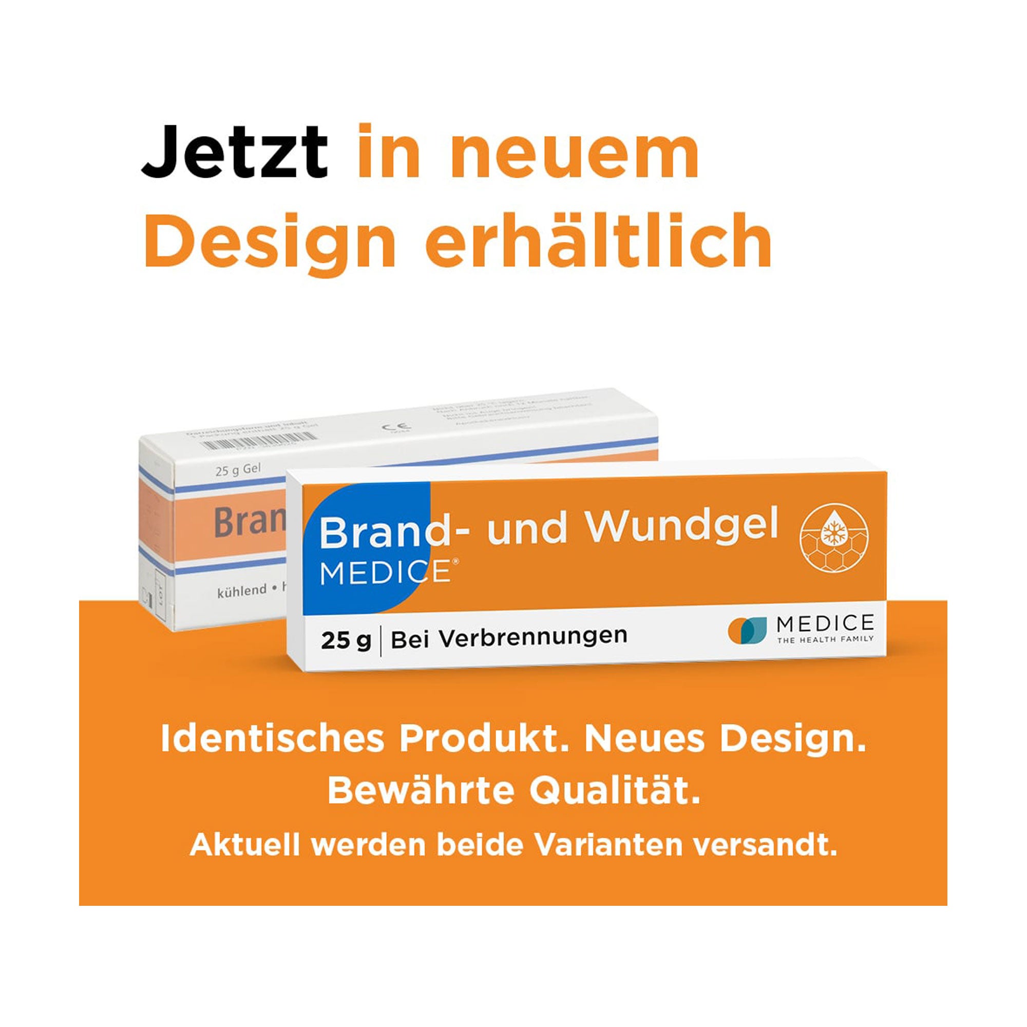 Grafik Brand- und Wundgel Medice Änderung des Packungsdesigns