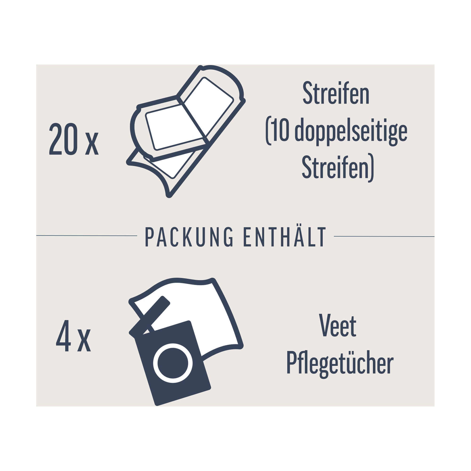 Grafik Veet pure Kaltwachsstreifen Gesicht für sensible Haut Lieferumfang