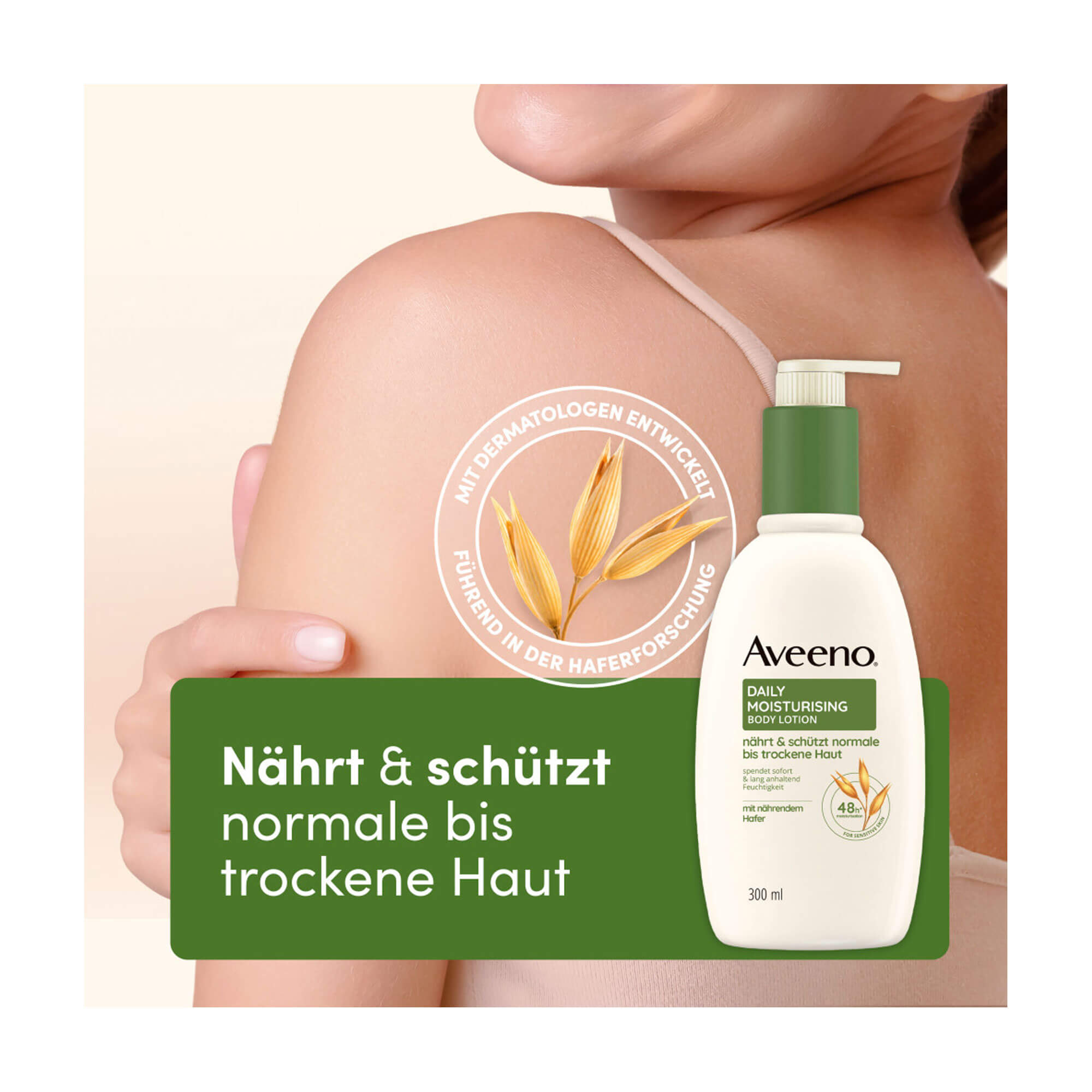 Grafik Aveeno Daily Moisturising Body Lotion Nährt und schützt normale bis trockene Haut