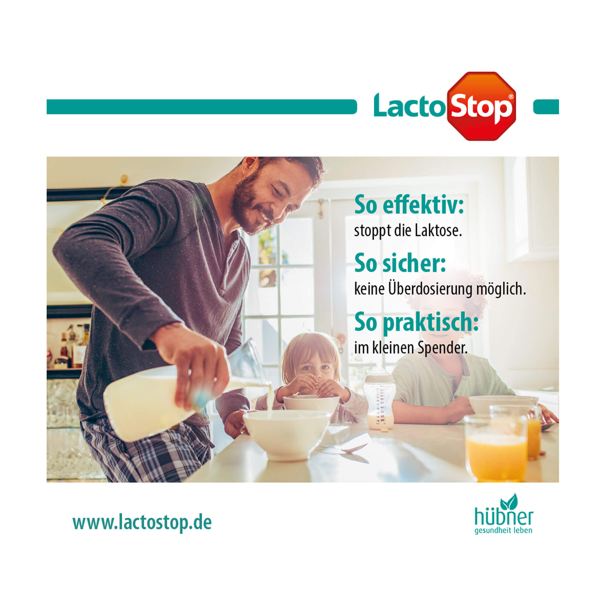 Grafik LactoStop 5.500 FCC Tabletten Klickspender Keine Überdosierung möglich