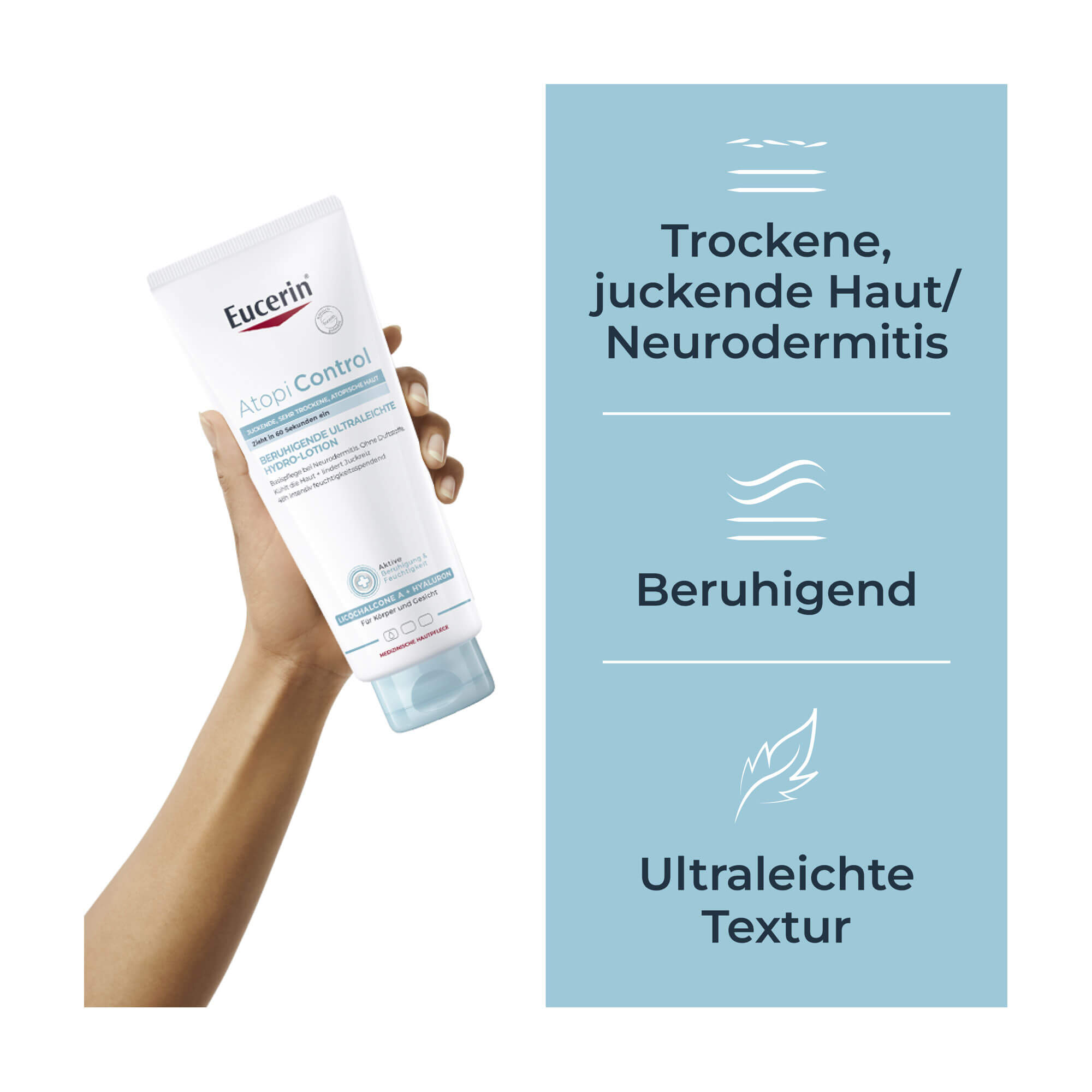 Grafik Eucerin AtopiControl Ultraleichte Hydro-Lotion Produktmerkmale