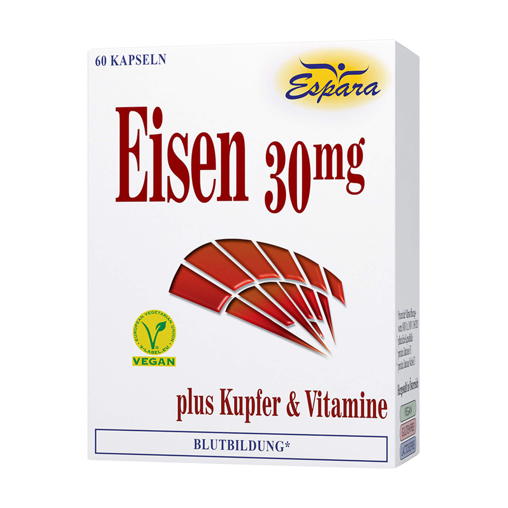 Nahrungsergänzungsmittel mit Eisen, Kupfer und Vitamine.