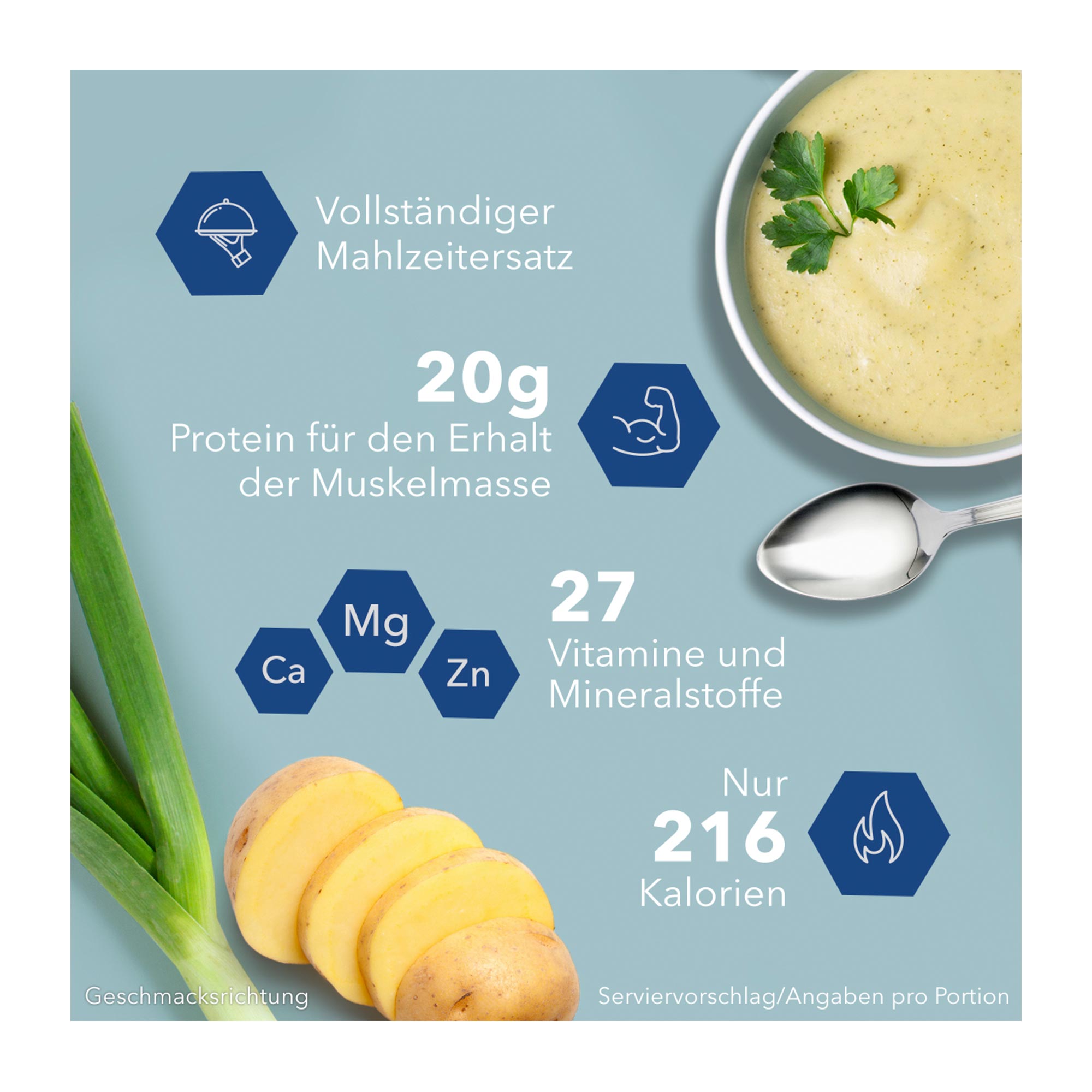 Grafik Optifast home Suppe Kartoffel-Lauch Pulver Nährwerte