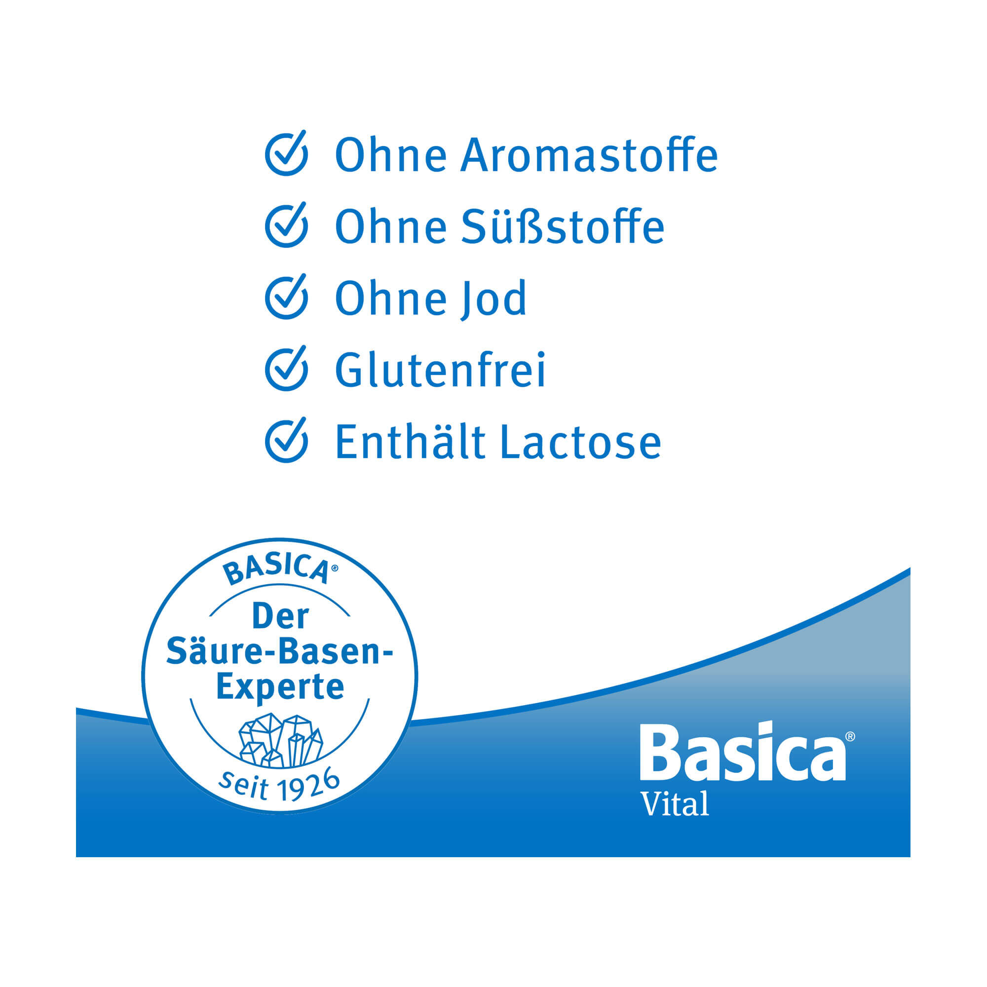 Grafik Basica Vital Ohne Aroma- und Süßstoffe. Ohne Jod. Glutenfrei.