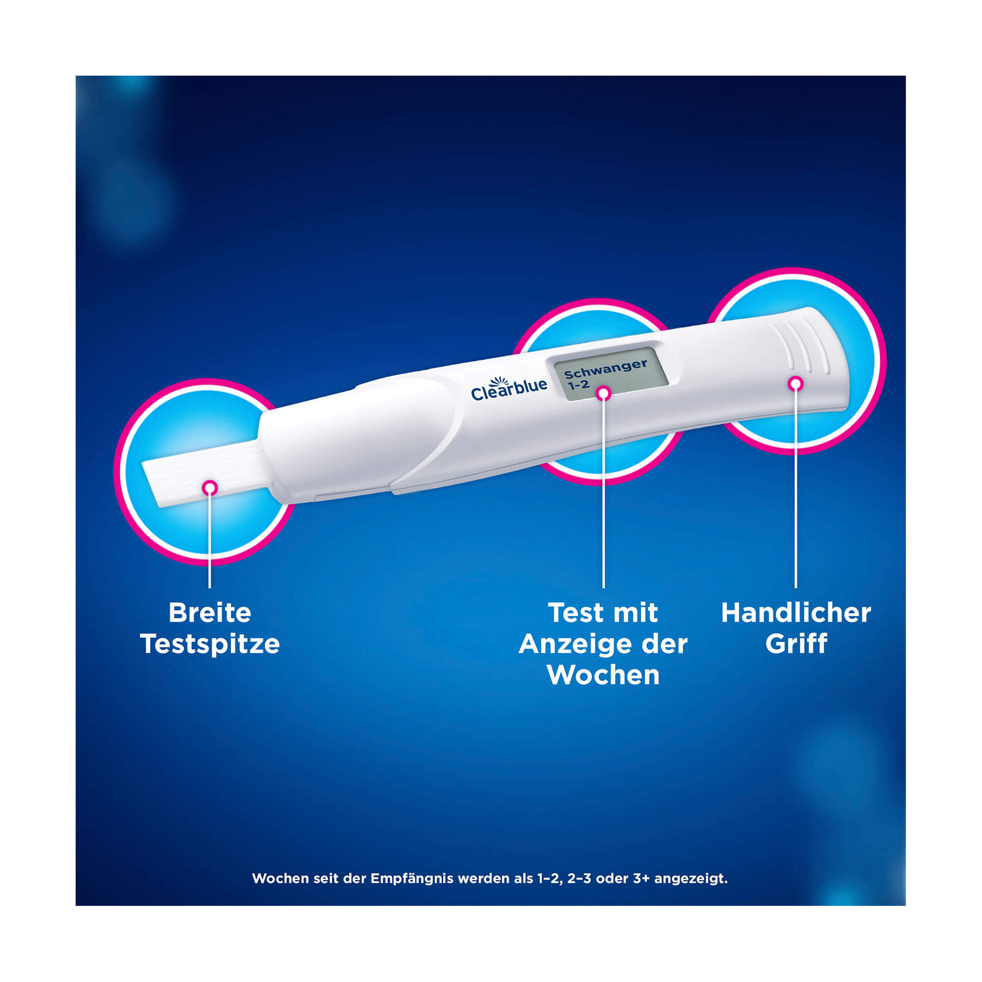 Grafik Clearblue Schwangerschaftsfrühtest mit Wochenbestimmung Produktmerkmale