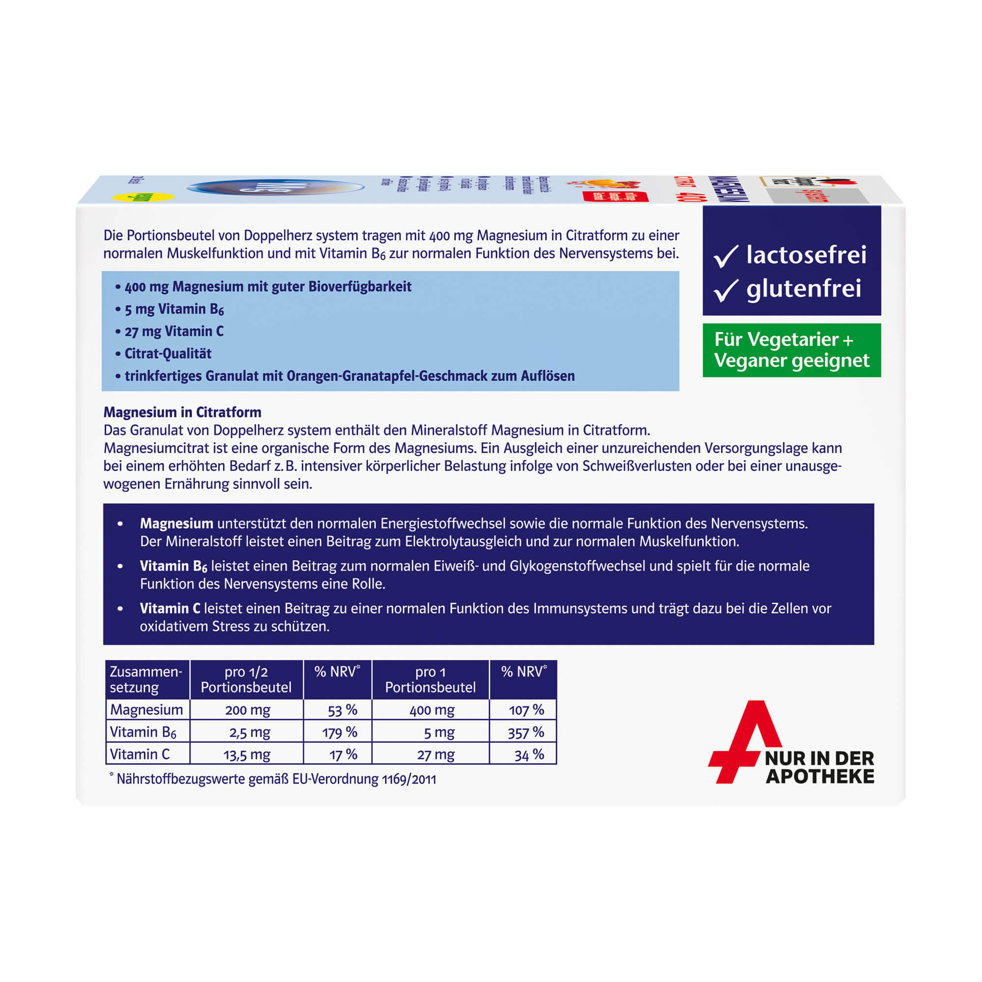 Doppelherz system Magnesium 400 Citrat Rückseite