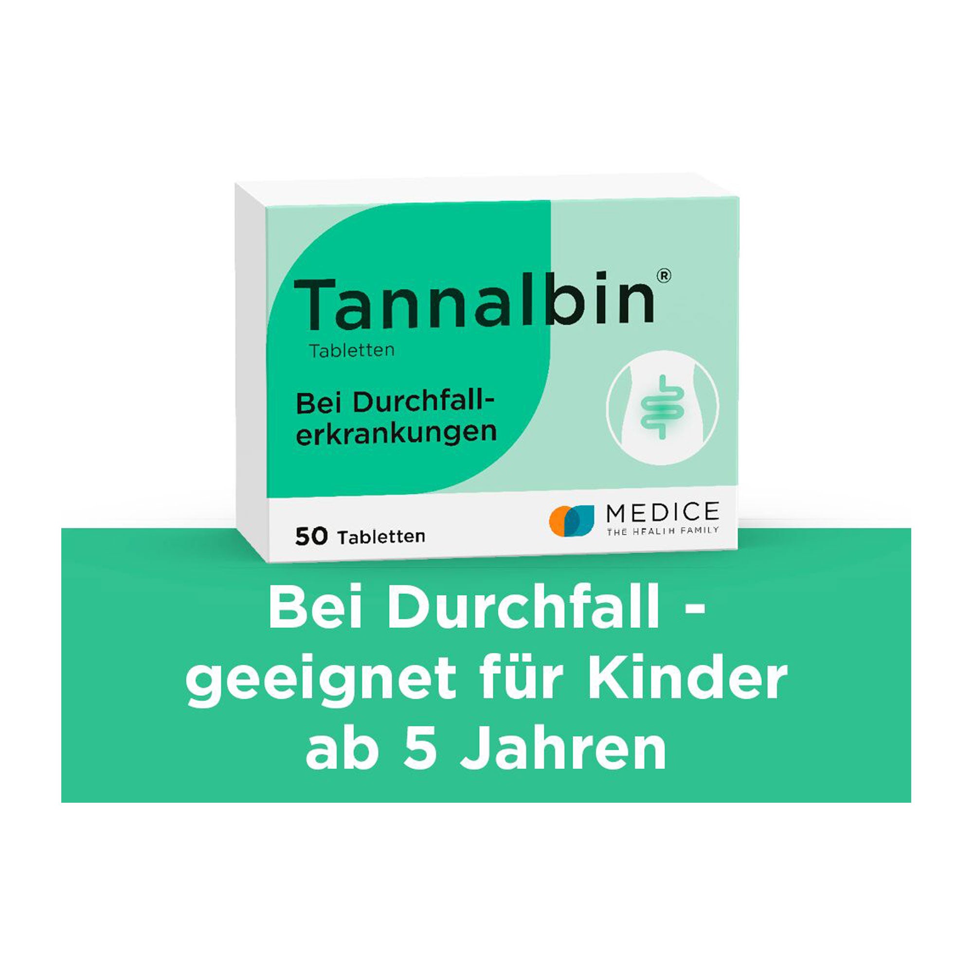 Grafik Tannalbin Tabletten Bei Durchfall - geeignet für Kinder ab 5 Jahren